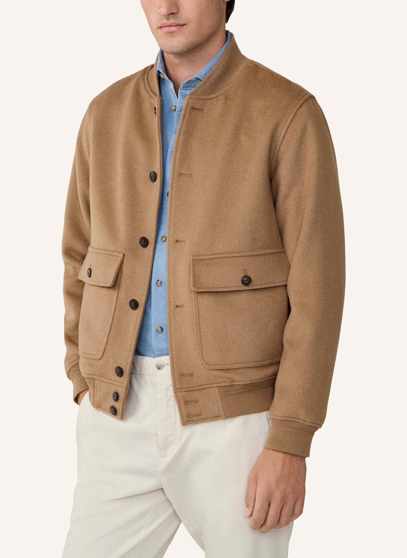HACKETT LONDON Regenjacke WOOL BOMBER: CAMEL