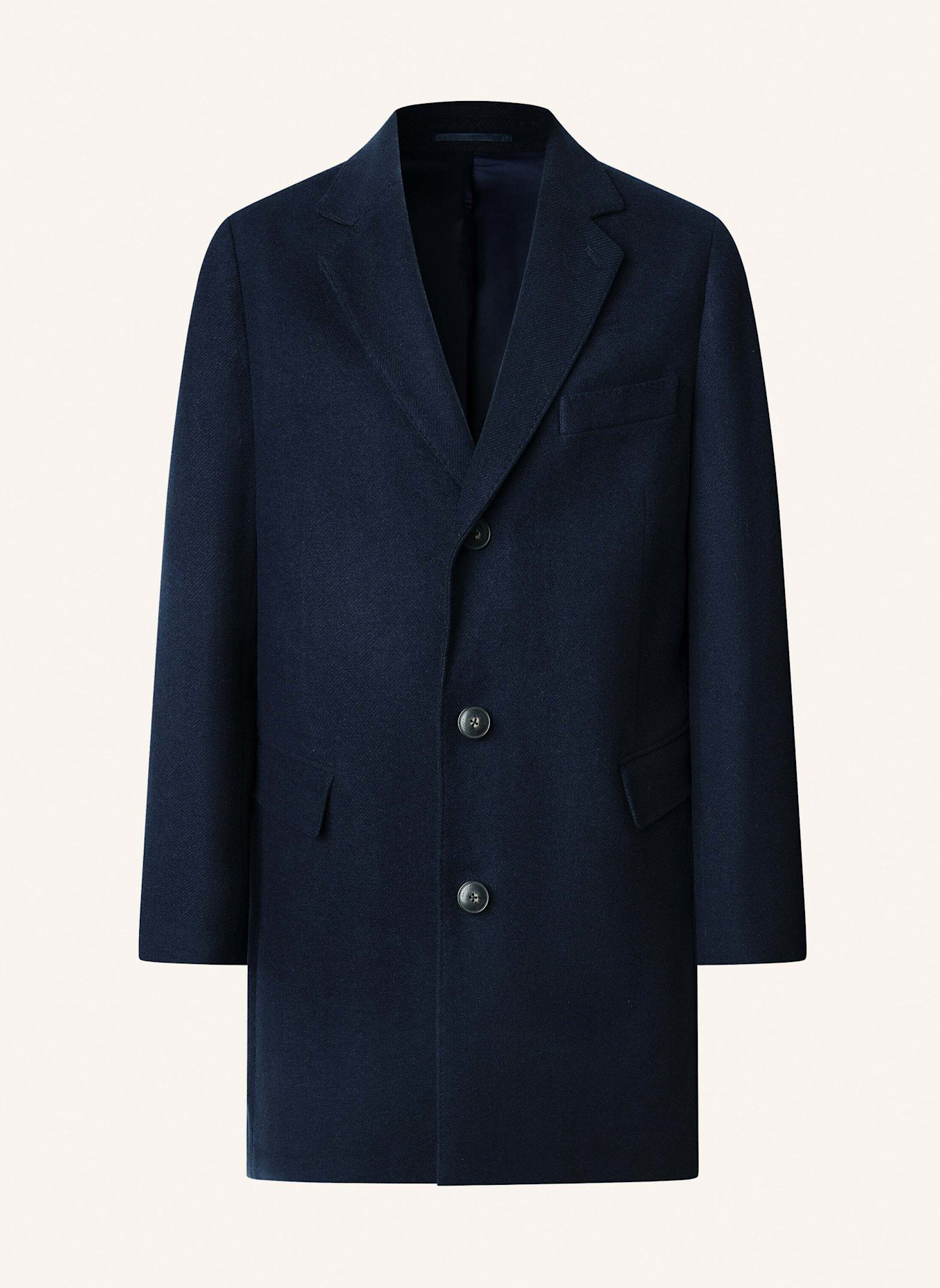 HACKETT LONDON Stehkragenmantel PLAIN WOOL OVERCOAT: DUNKELBLAU