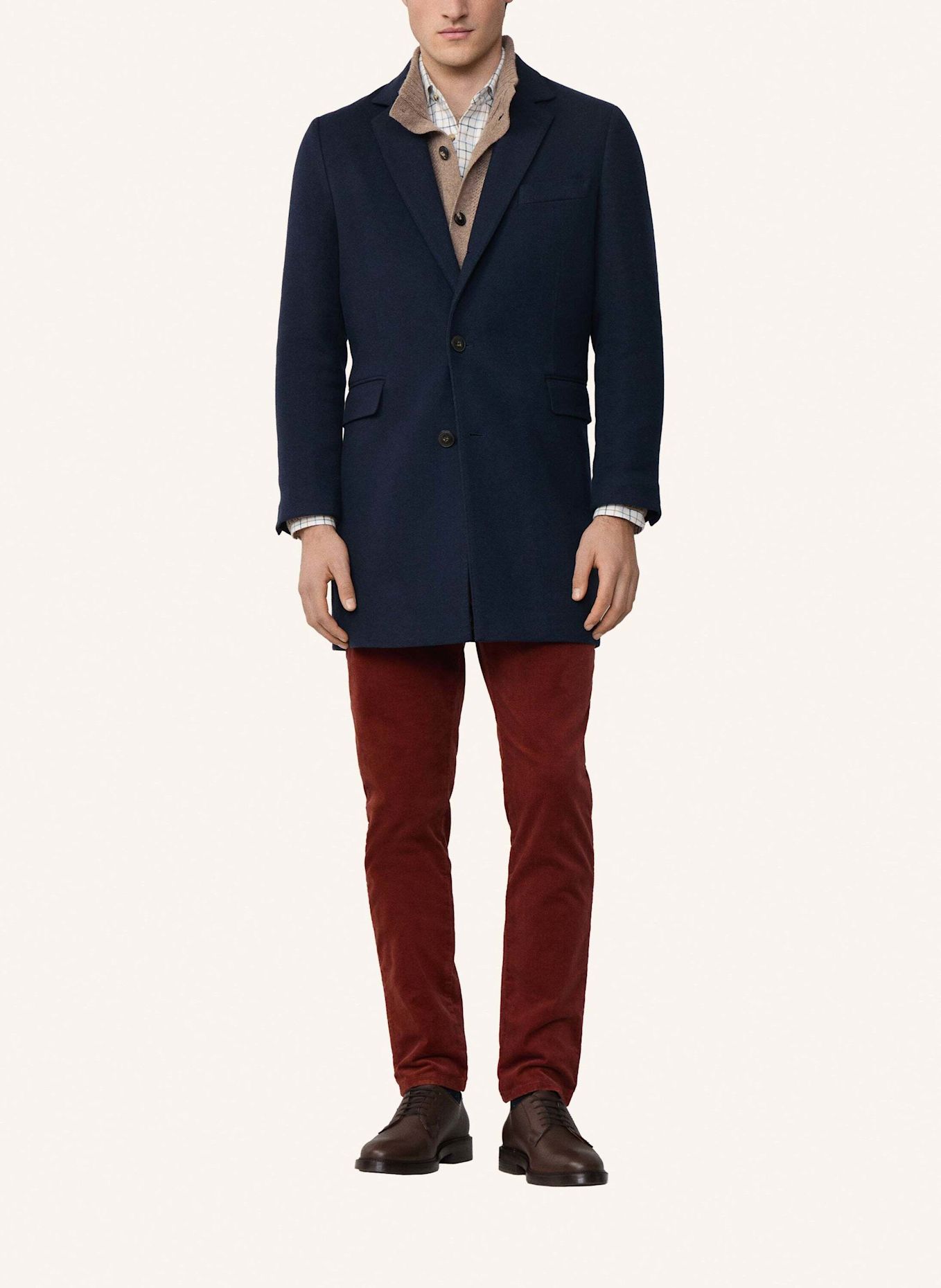 HACKETT LONDON Stehkragenmantel PLAIN WOOL OVERCOAT: DUNKELBLAU