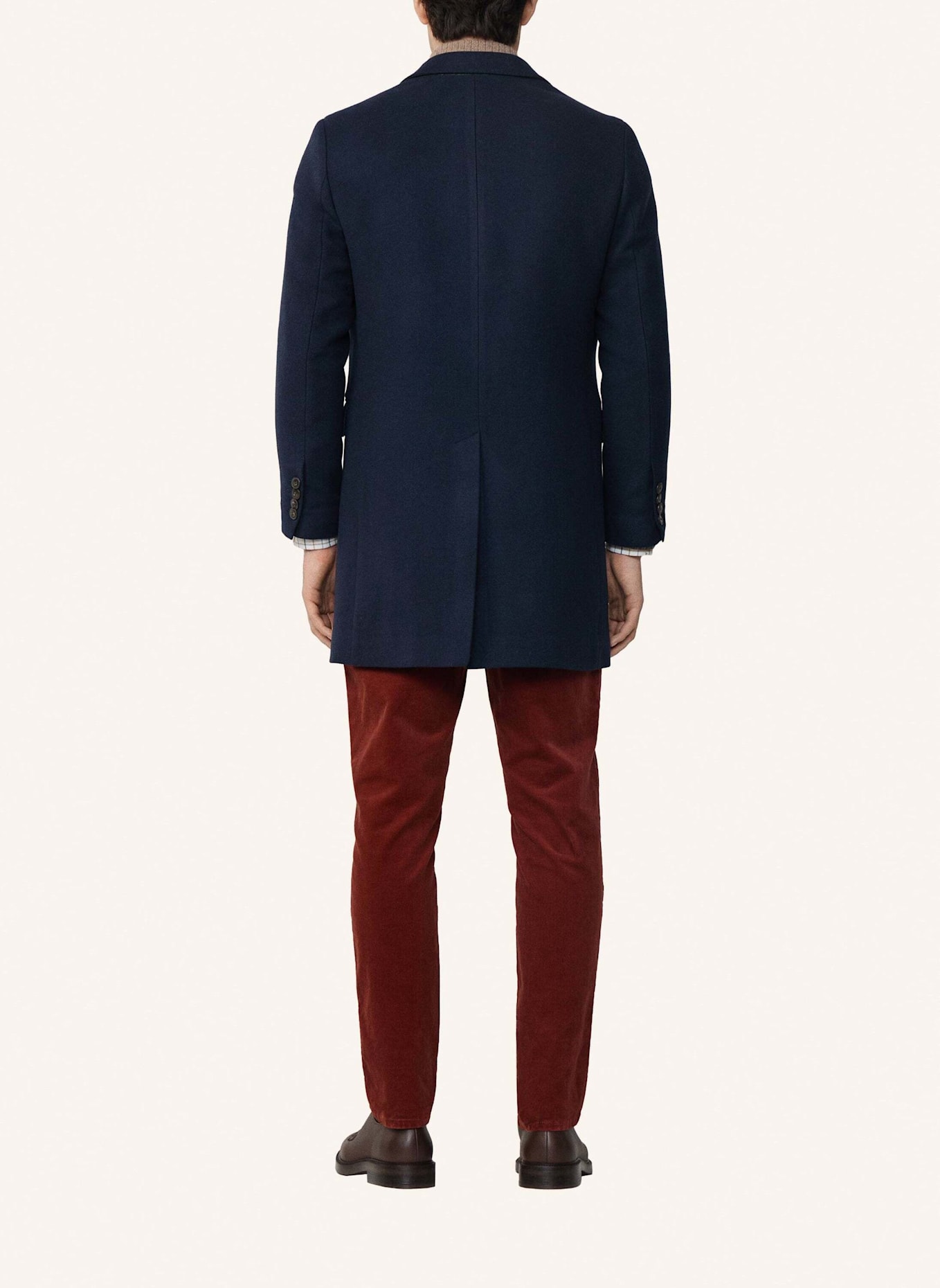 HACKETT LONDON Stehkragenmantel PLAIN WOOL OVERCOAT: DUNKELBLAU
