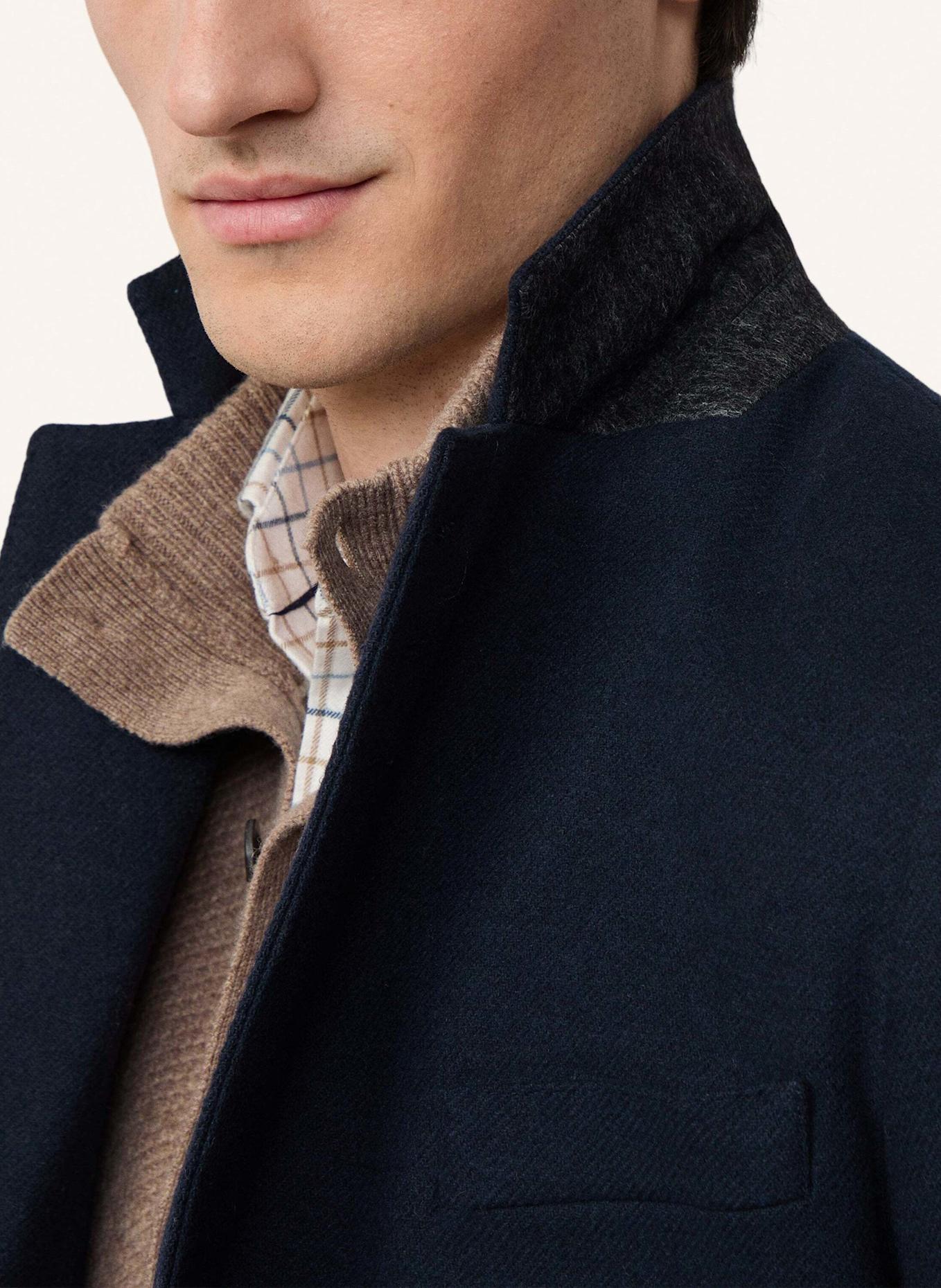 HACKETT LONDON Stehkragenmantel PLAIN WOOL OVERCOAT: DUNKELBLAU