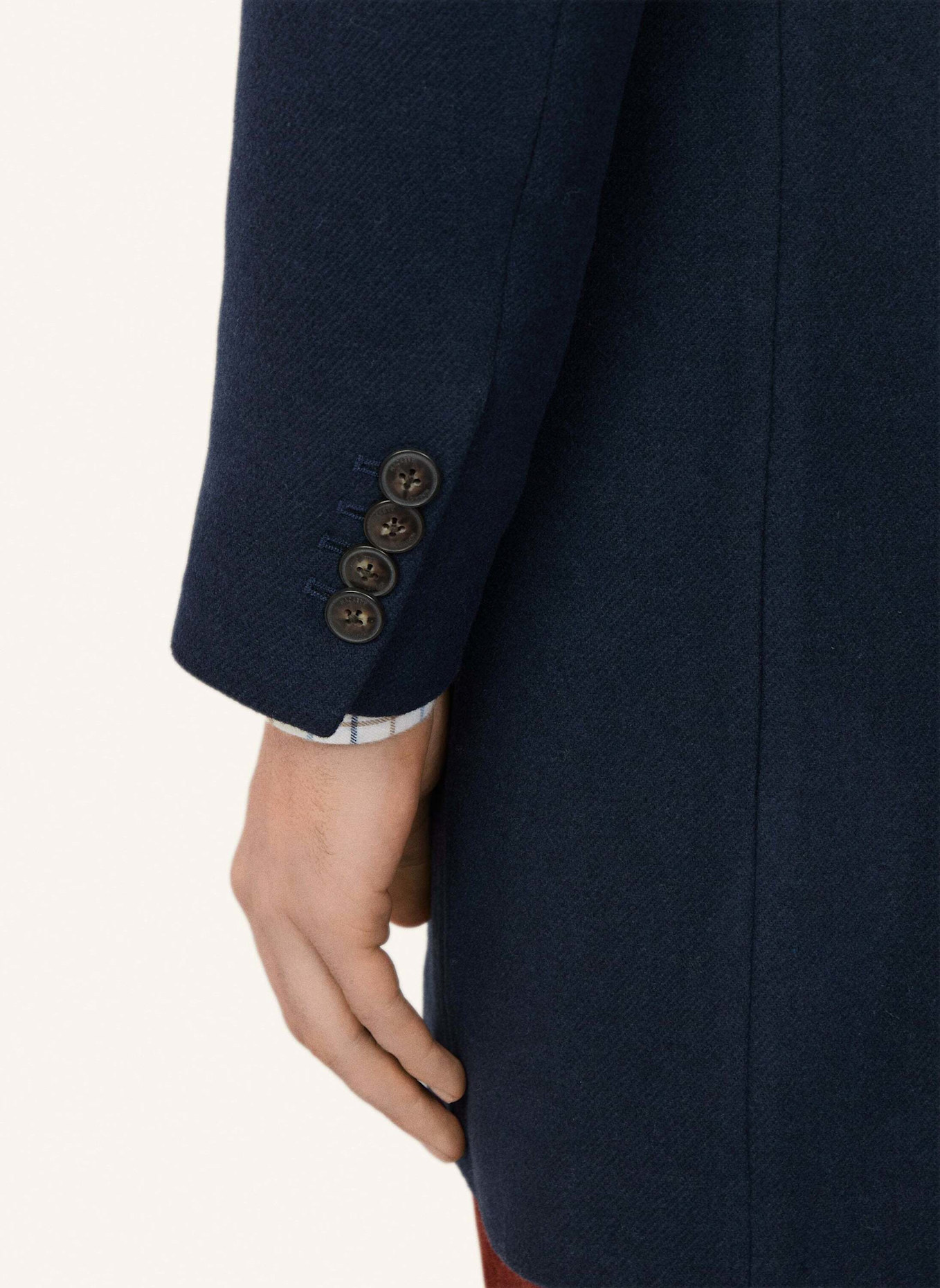 HACKETT LONDON Stehkragenmantel PLAIN WOOL OVERCOAT: DUNKELBLAU