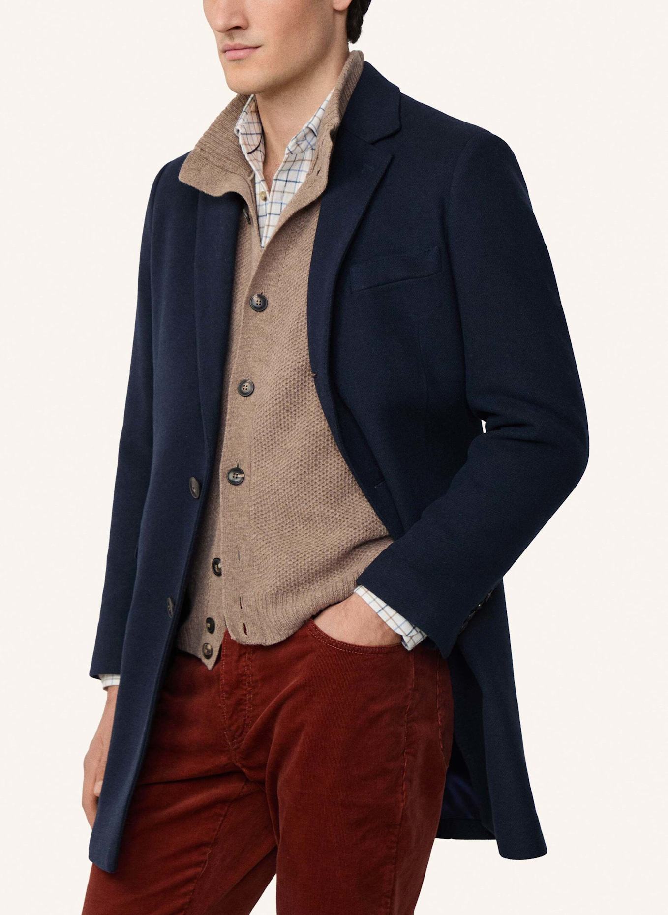 HACKETT LONDON Stehkragenmantel PLAIN WOOL OVERCOAT: DUNKELBLAU