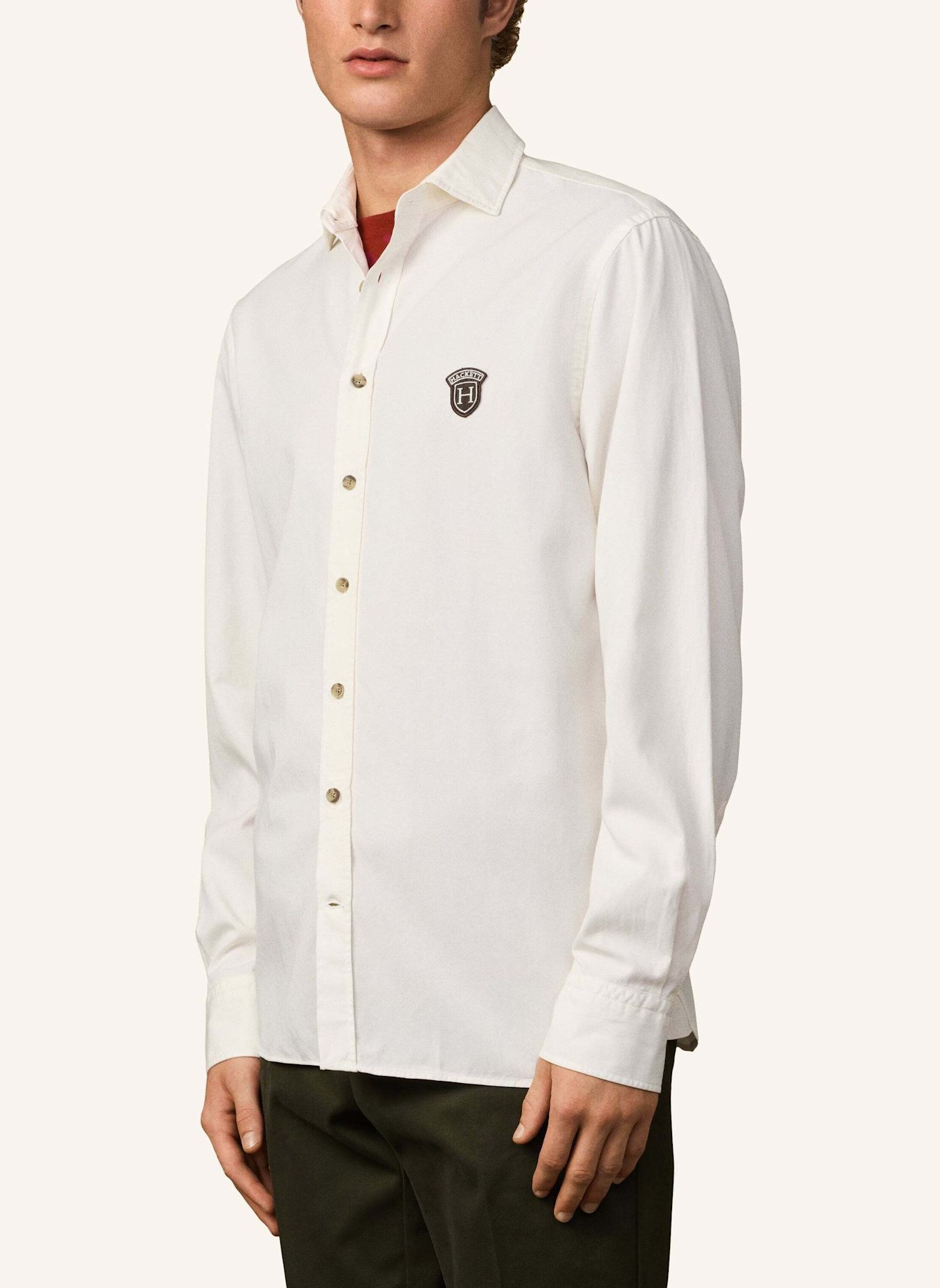 HACKETT LONDON Freizeithemd HERITAGE TWILL: ECRU/ WEISS