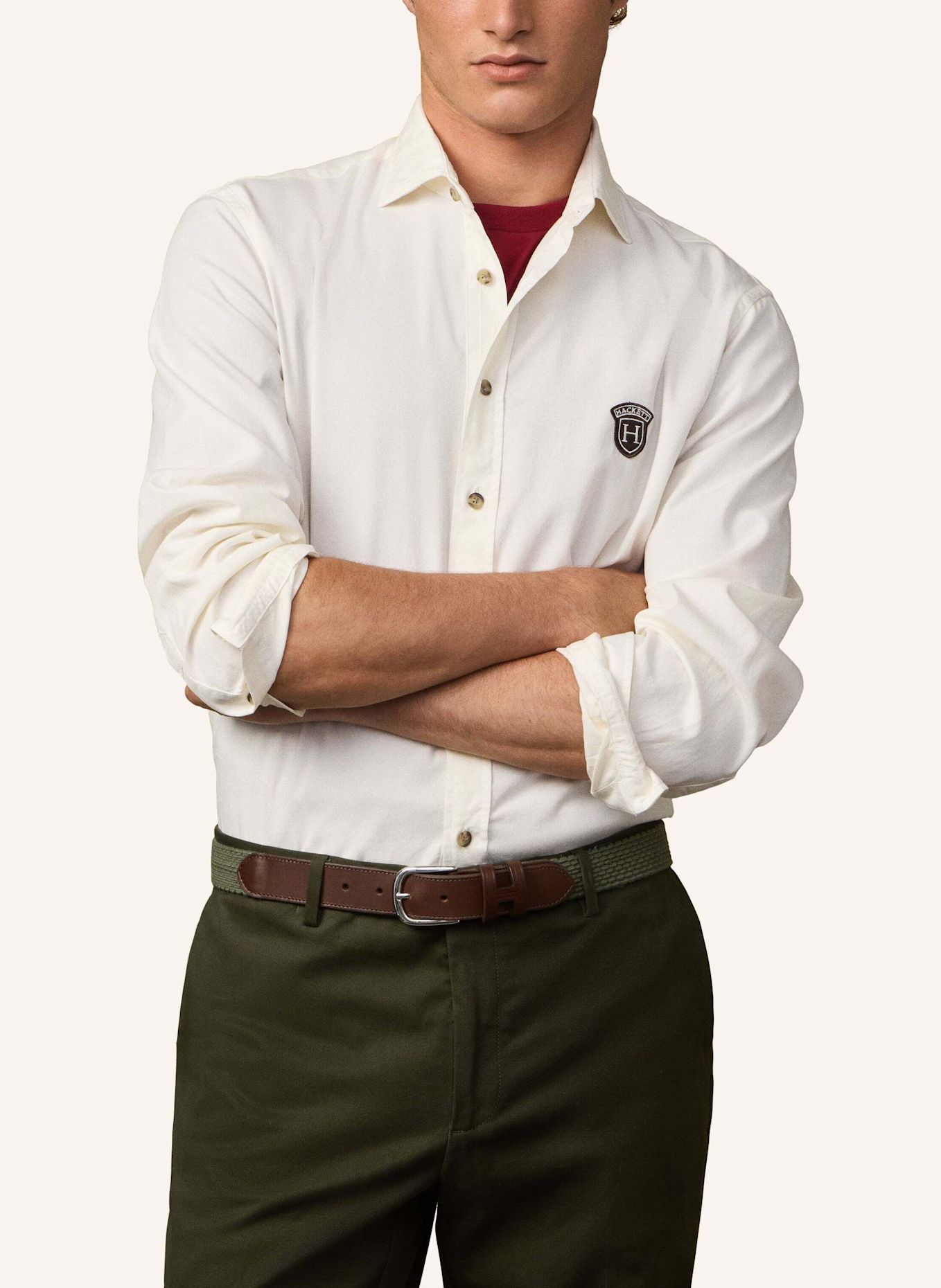 HACKETT LONDON Freizeithemd HERITAGE TWILL: ECRU/ WEISS