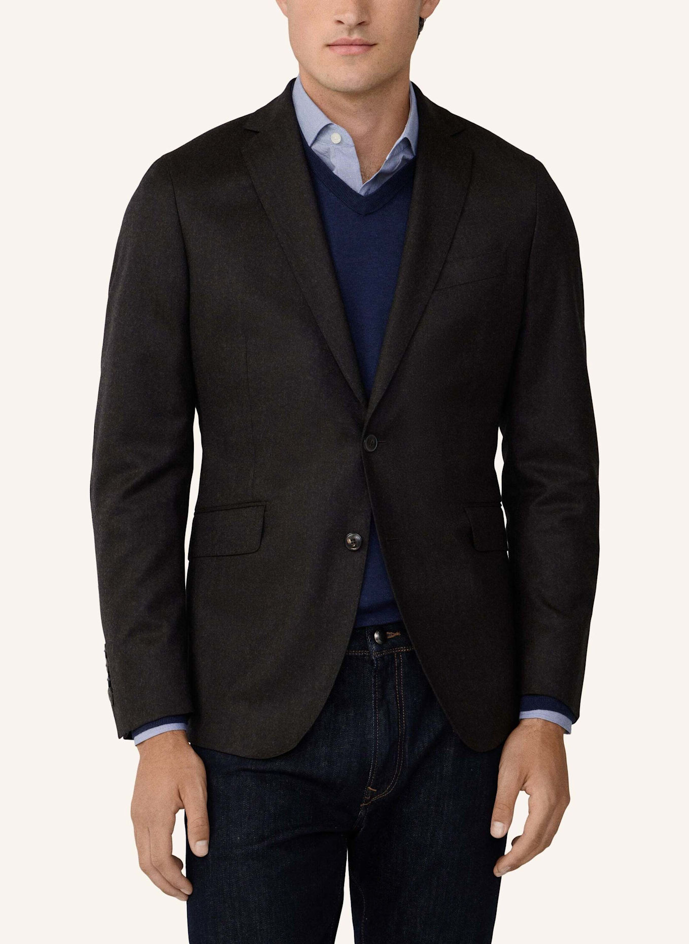 HACKETT LONDON Blazer PERFORMANCE FLANNEL: DUNKELBRAUN