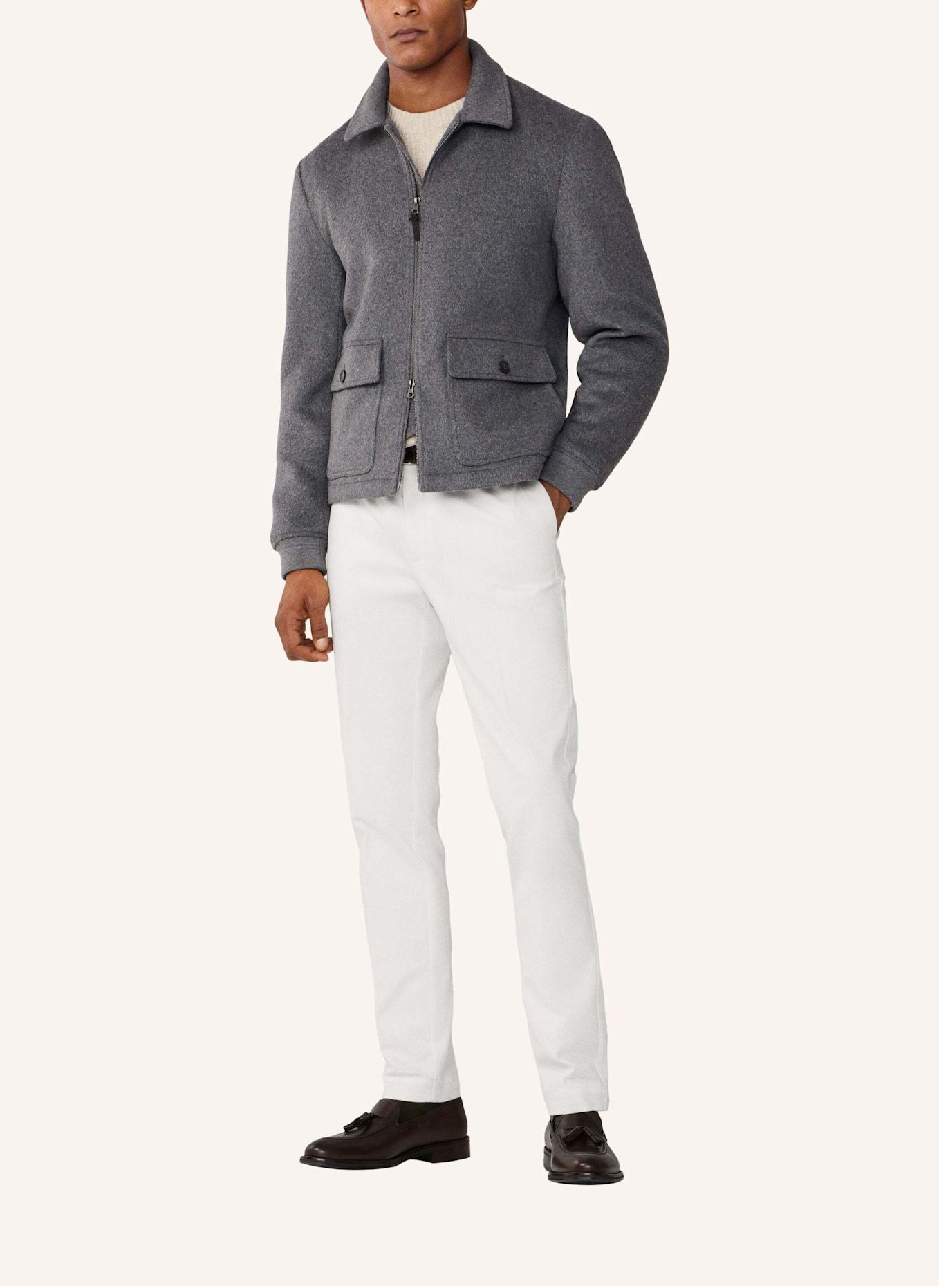 HACKETT LONDON Regenjacke WOOL QUILTED BLOUSON: DUNKELGRAU