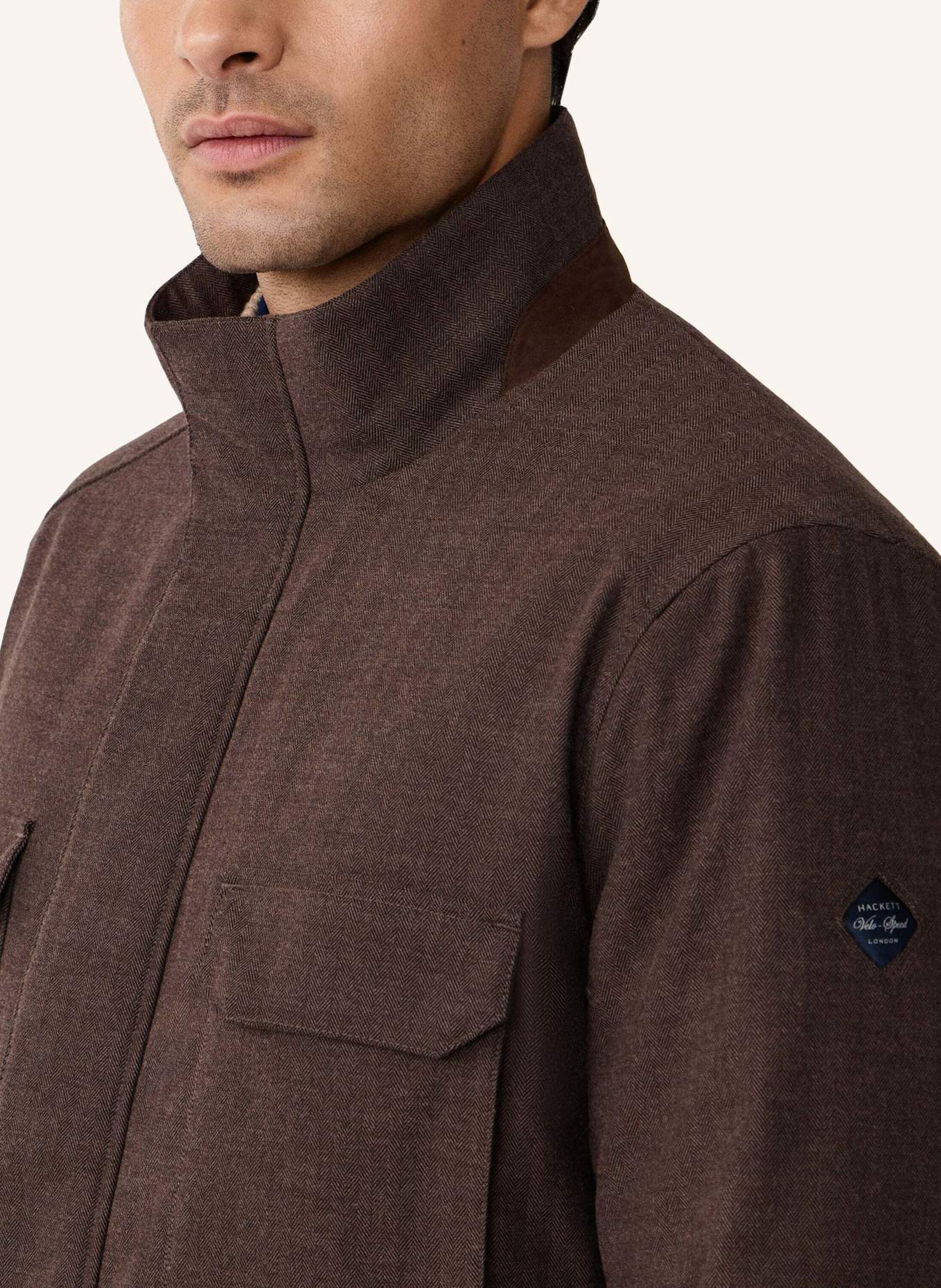 HACKETT LONDON Regenjacke HBONE LUX FIELD JKT: BRAUN