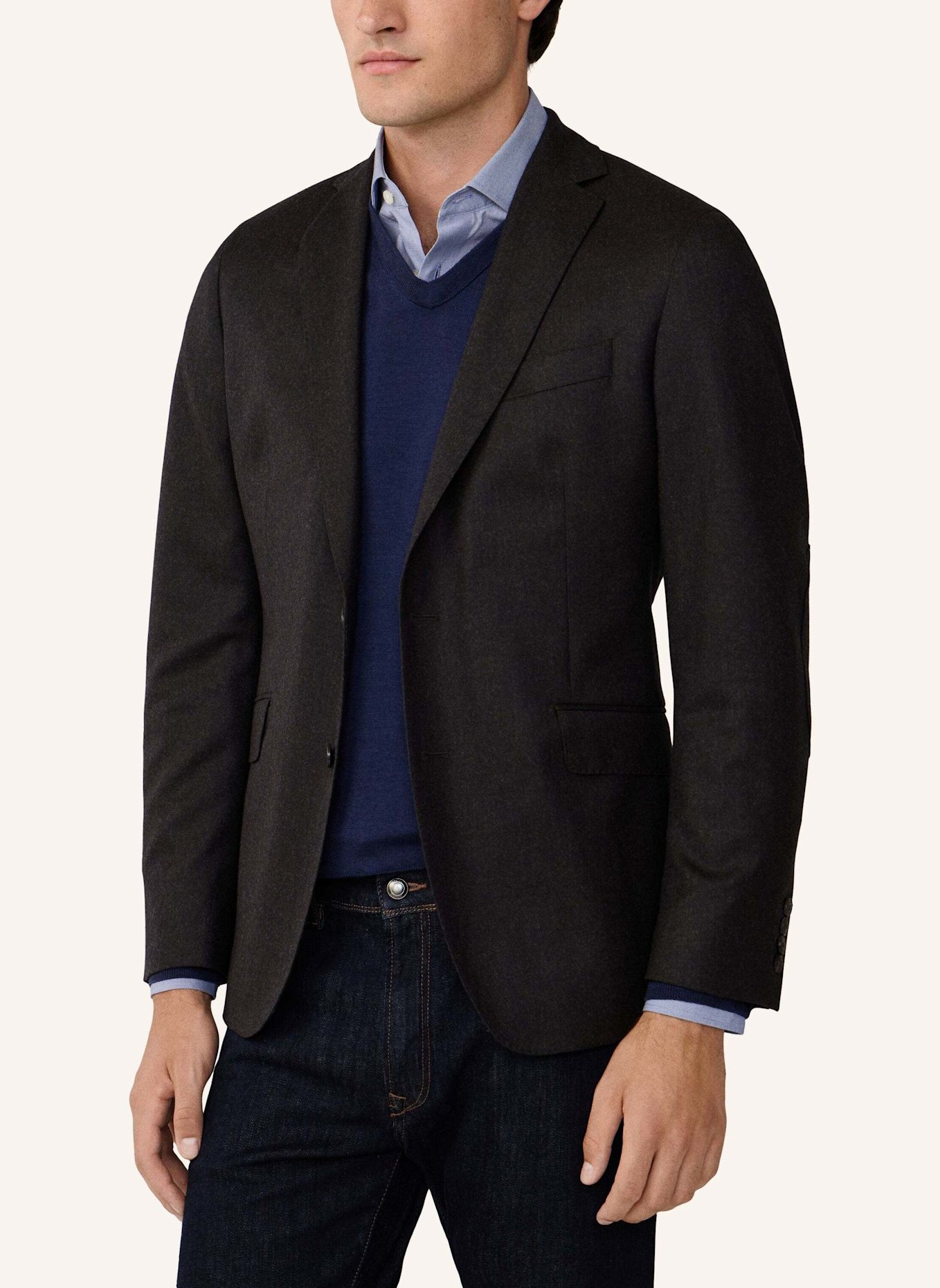 HACKETT LONDON Blazer PERFORMANCE FLANNEL: DUNKELBRAUN