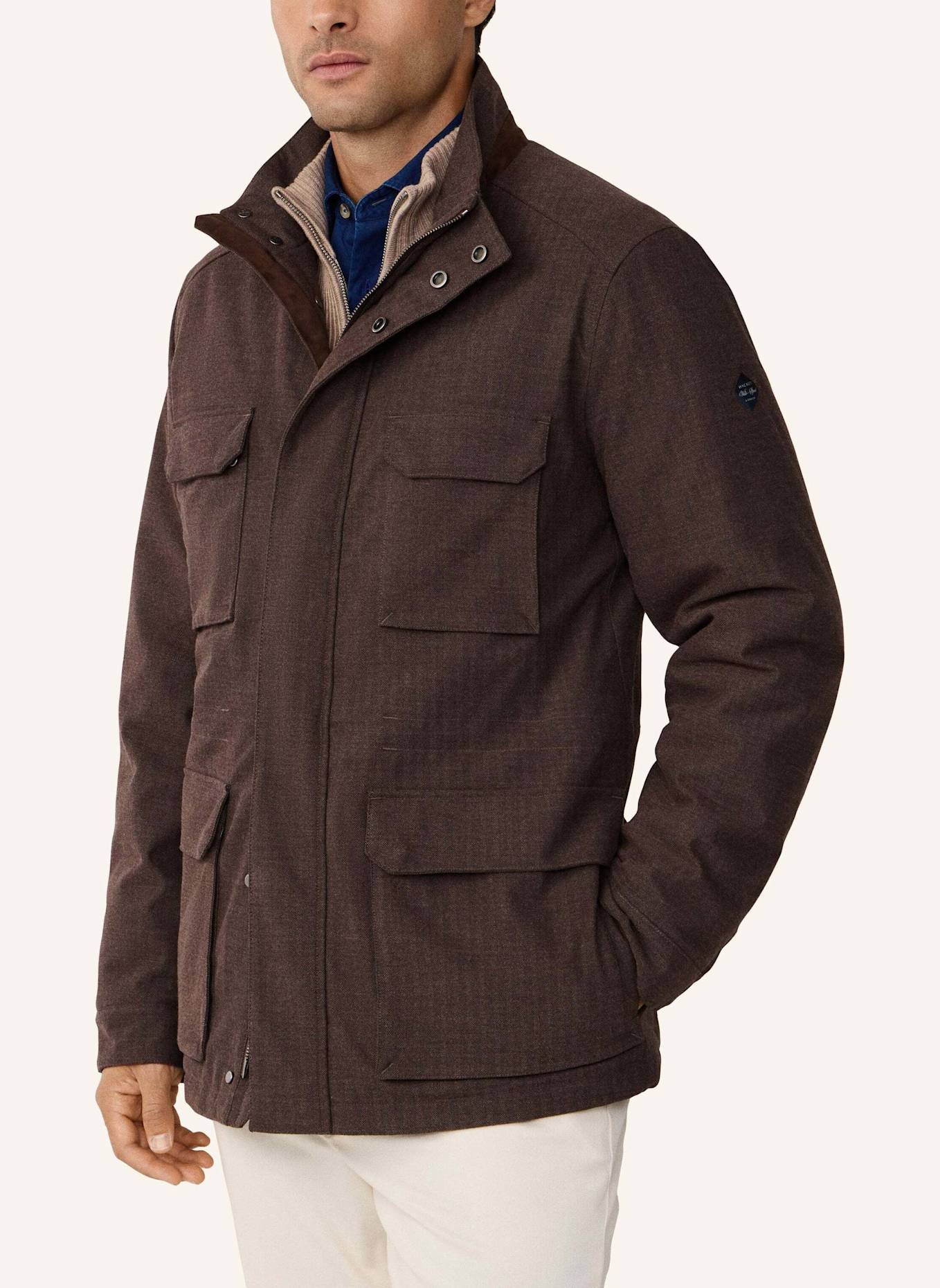 HACKETT LONDON Regenjacke HBONE LUX FIELD JKT: BRAUN