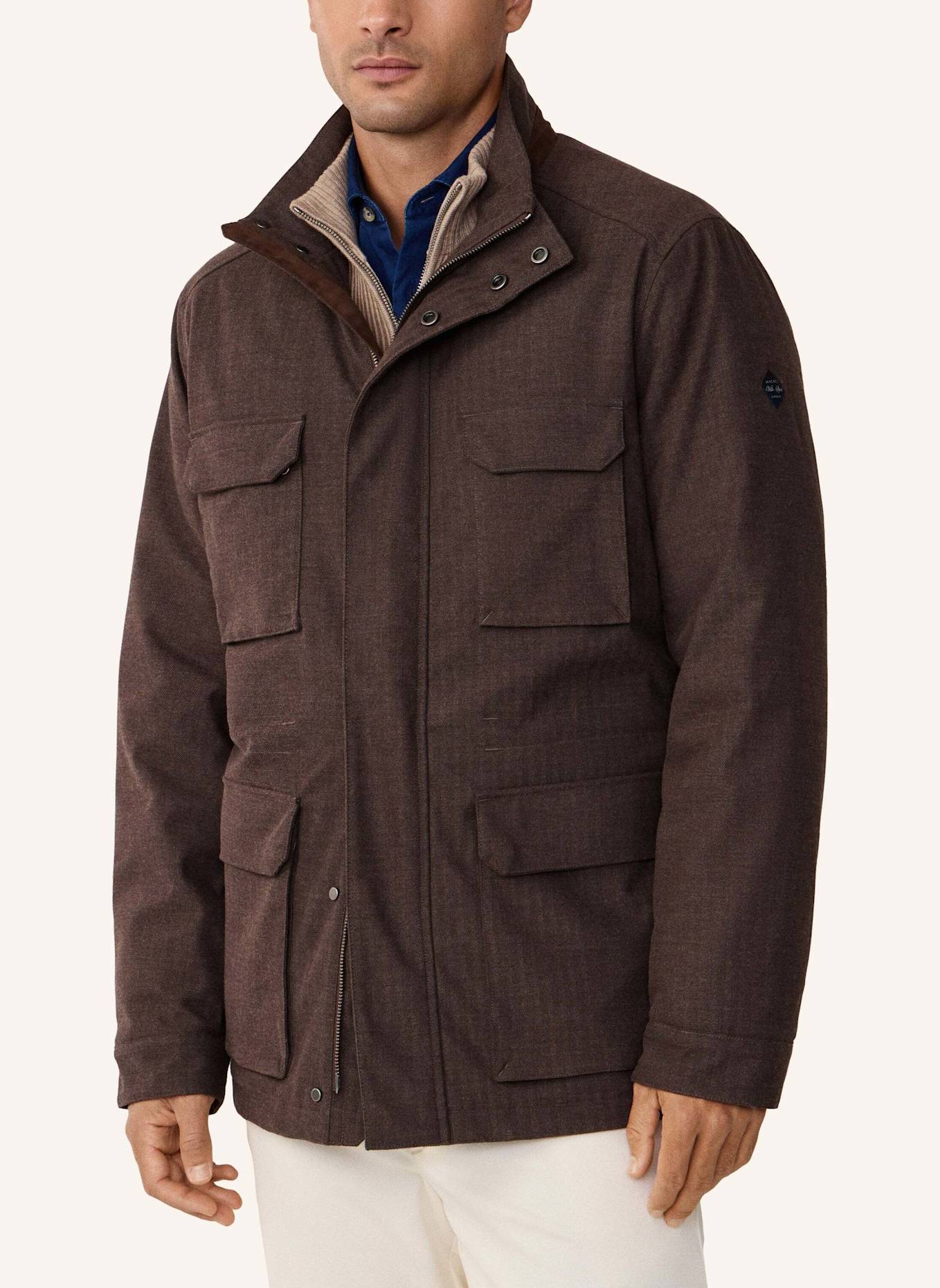 HACKETT LONDON Regenjacke HBONE LUX FIELD JKT: BRAUN
