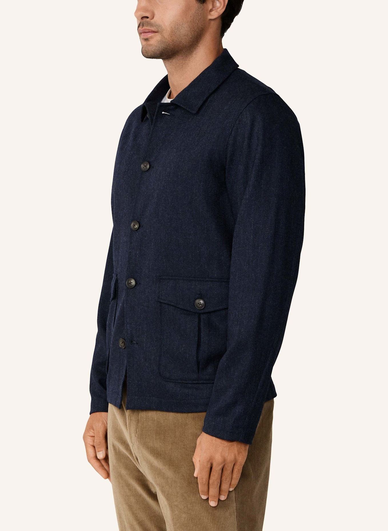 HACKETT LONDON Fieldjacket HBONE FLAN OVERSHIRT: DUNKELBLAU