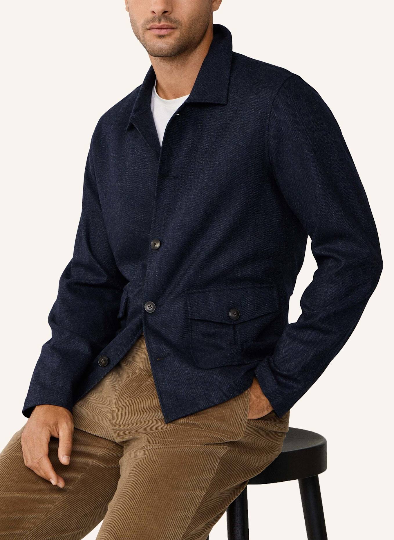 HACKETT LONDON Fieldjacket HBONE FLAN OVERSHIRT: DUNKELBLAU