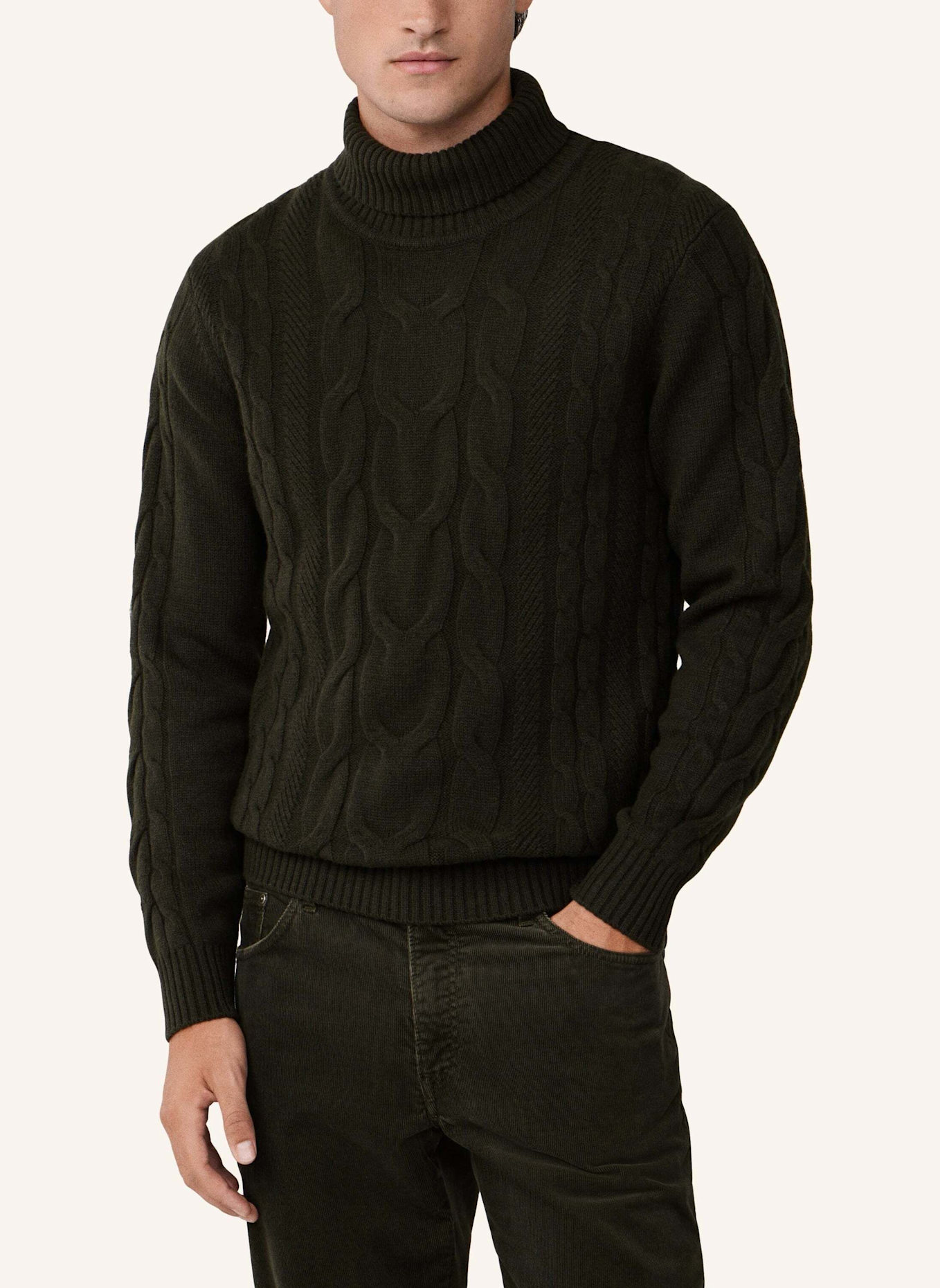 HACKETT LONDON Pullover CABLE ROLL NECK: GRÜN