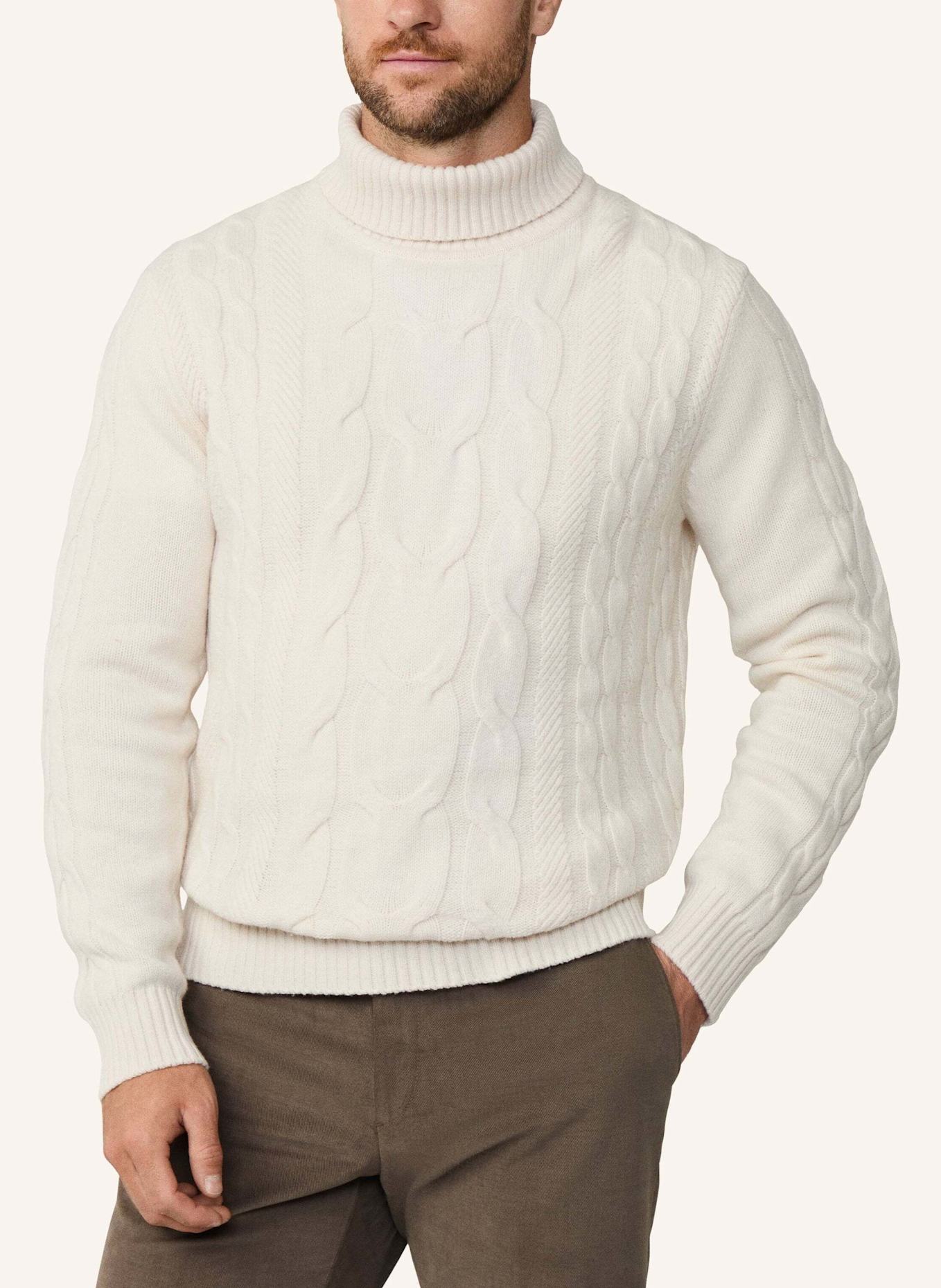 HACKETT LONDON Pullover CABLE ROLL NECK: CREME