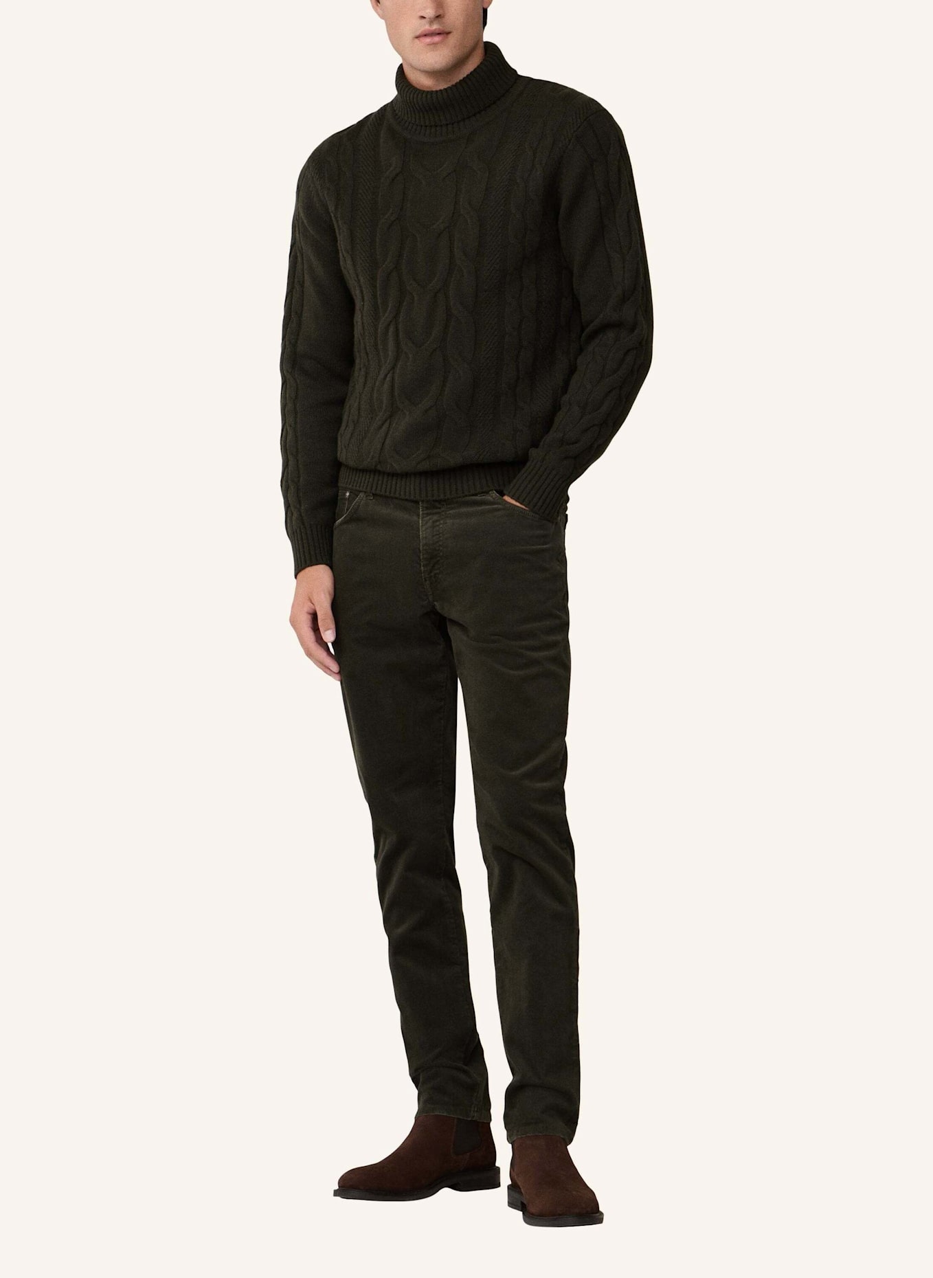 HACKETT LONDON Pullover CABLE ROLL NECK: GRÜN
