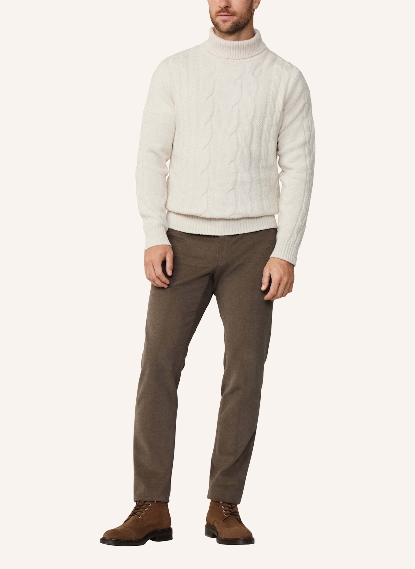 HACKETT LONDON Pullover CABLE ROLL NECK: CREME