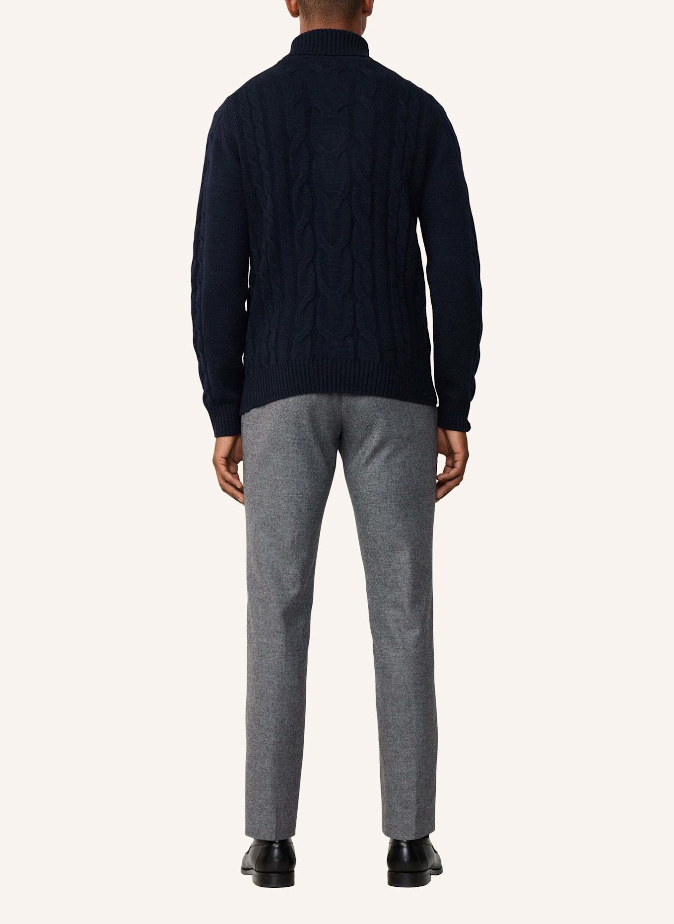 HACKETT LONDON Pullover CABLE ROLL NECK: BLAU