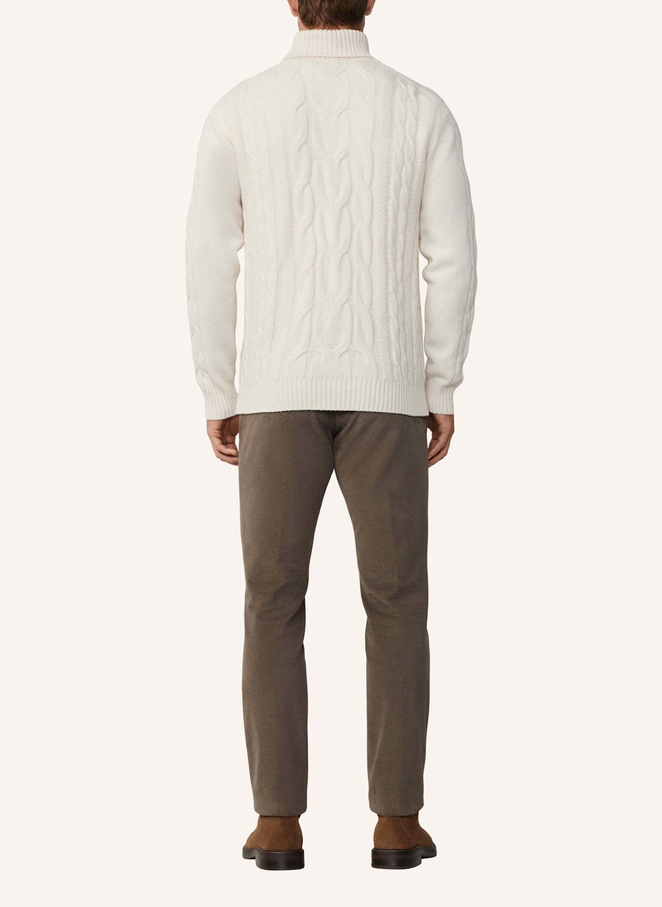 HACKETT LONDON Pullover CABLE ROLL NECK: CREME