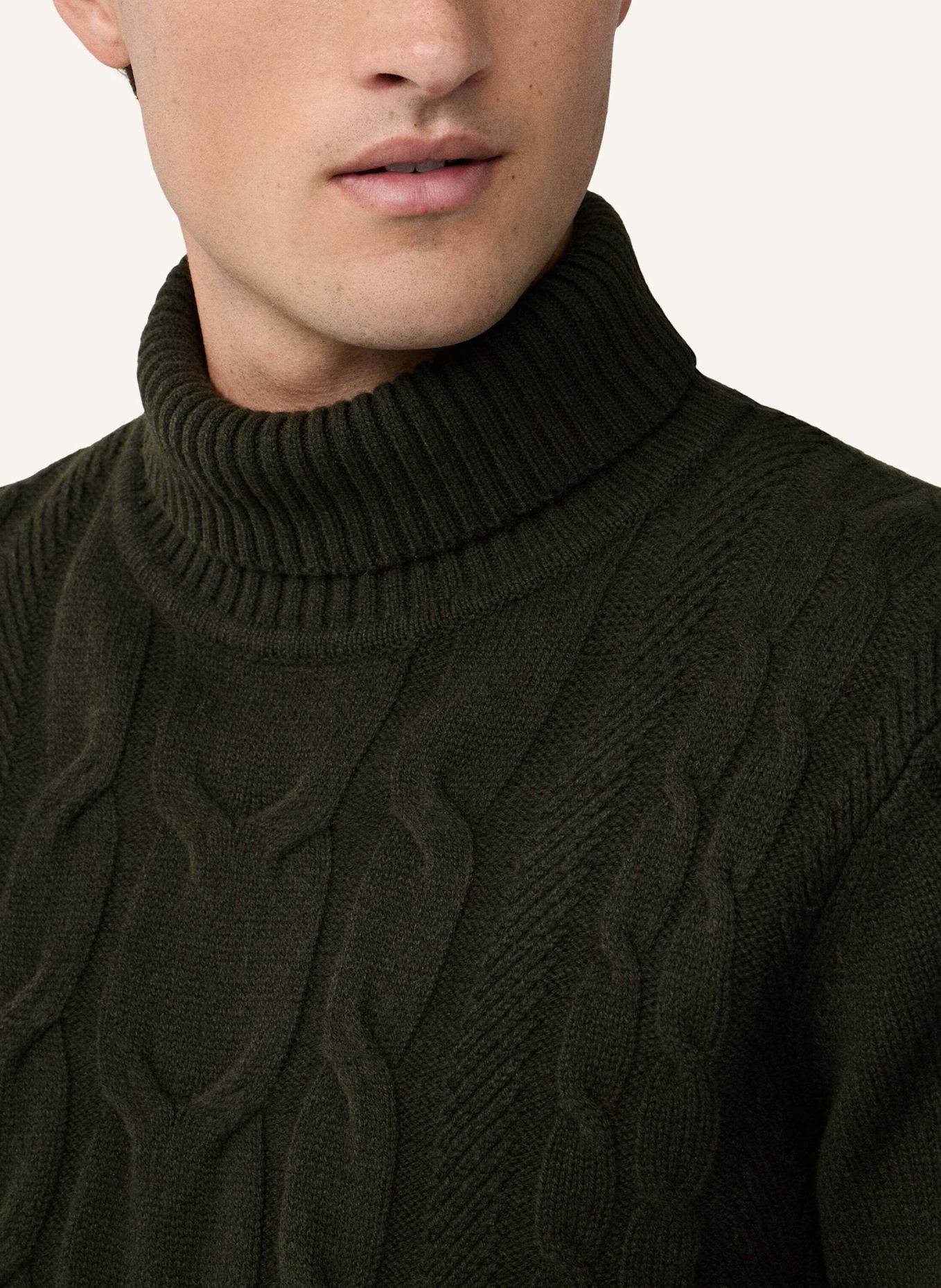 HACKETT LONDON Pullover CABLE ROLL NECK: GRÜN