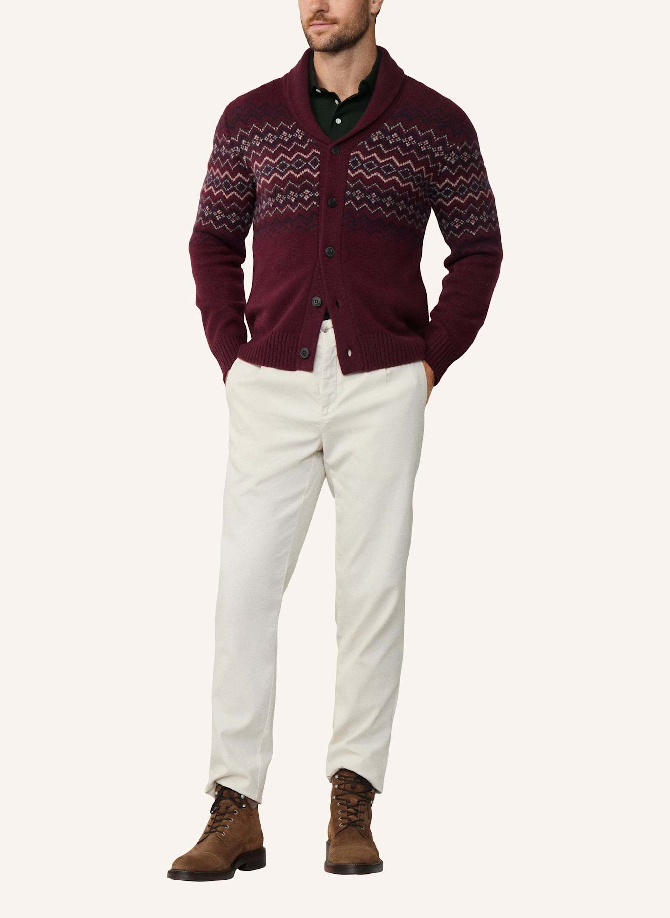 HACKETT LONDON Strickjacken Cardigan FAIRISLE SHAWL CARDI: DUNKELROT