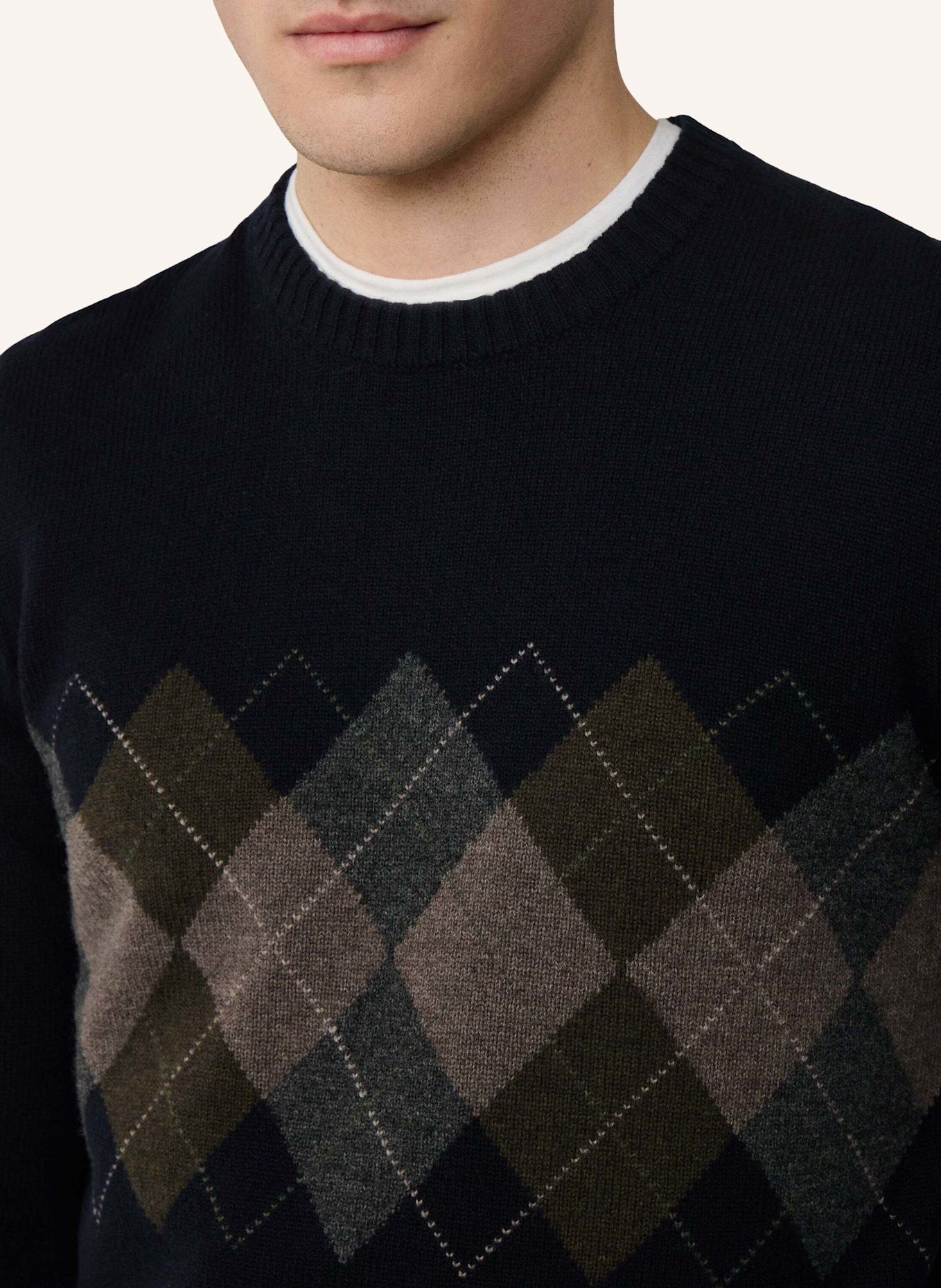 HACKETT LONDON Pullover ARGYLE CREW NECK: DUNKELBLAU