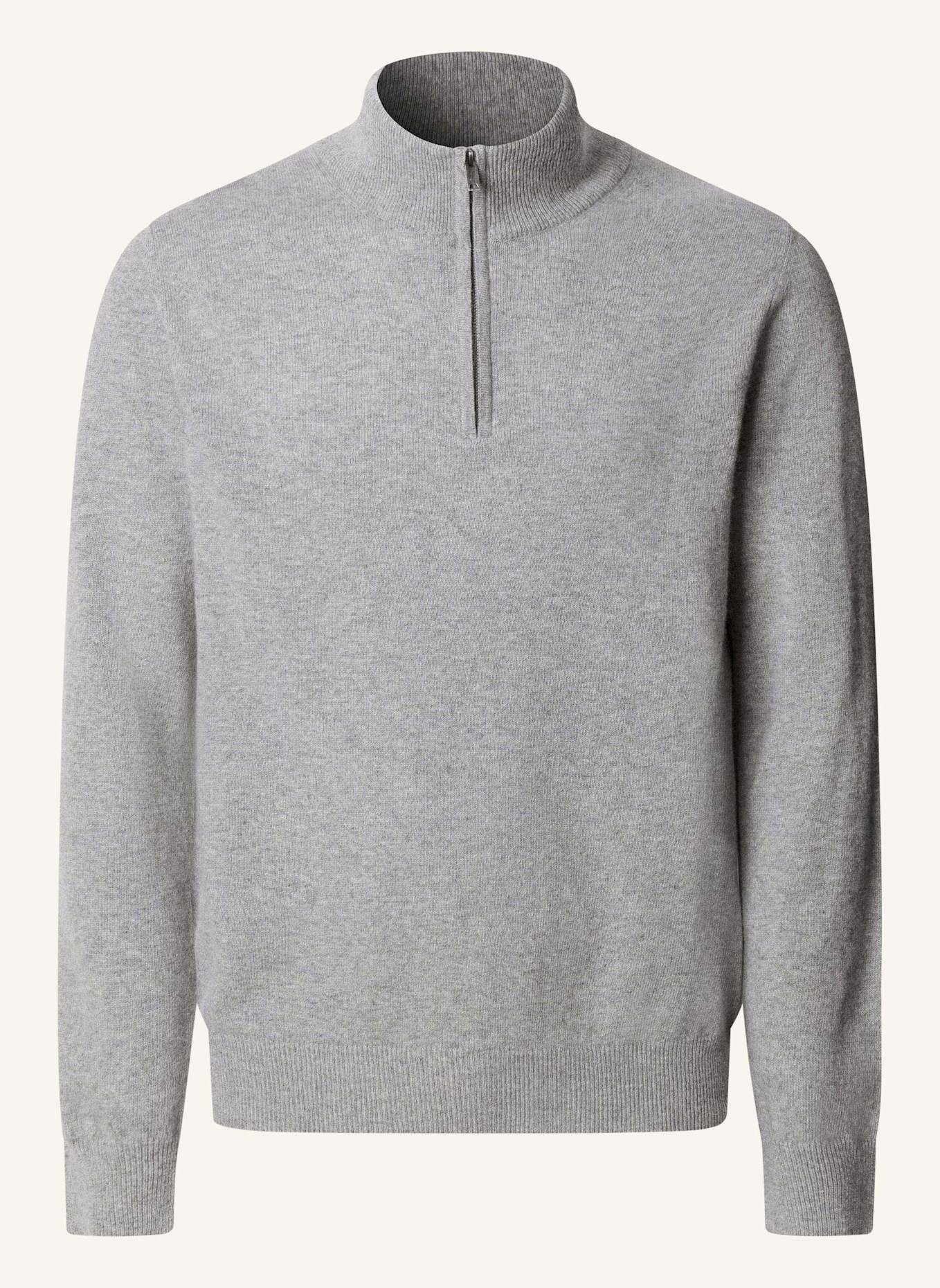 HACKETT LONDON Pullover MERINO CASH MIX HZIP: GRAU