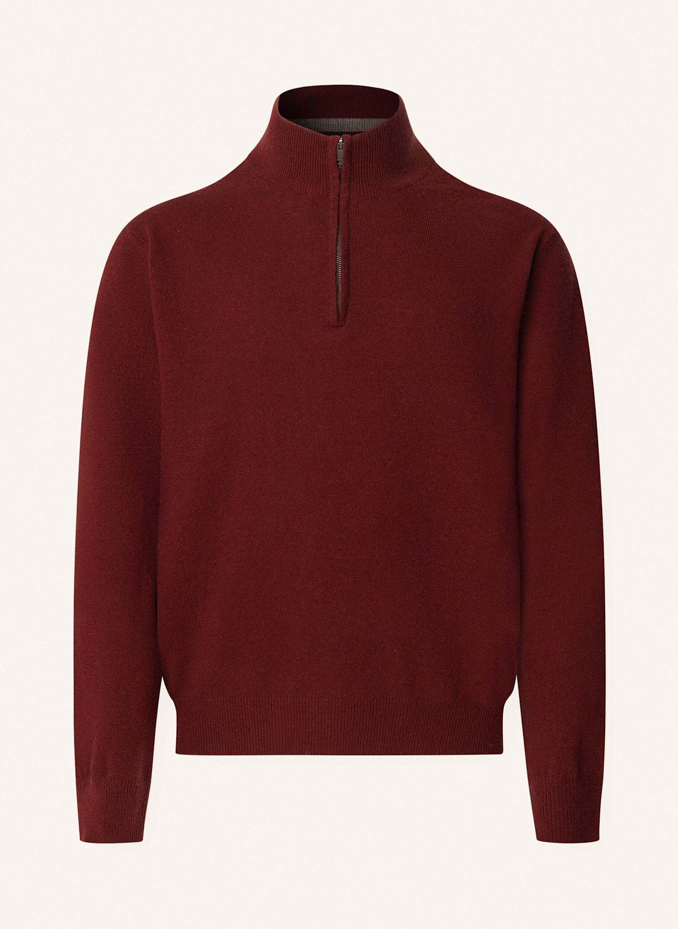 HACKETT LONDON Pullover MERINO CASH MIX HZIP: DUNKELROT