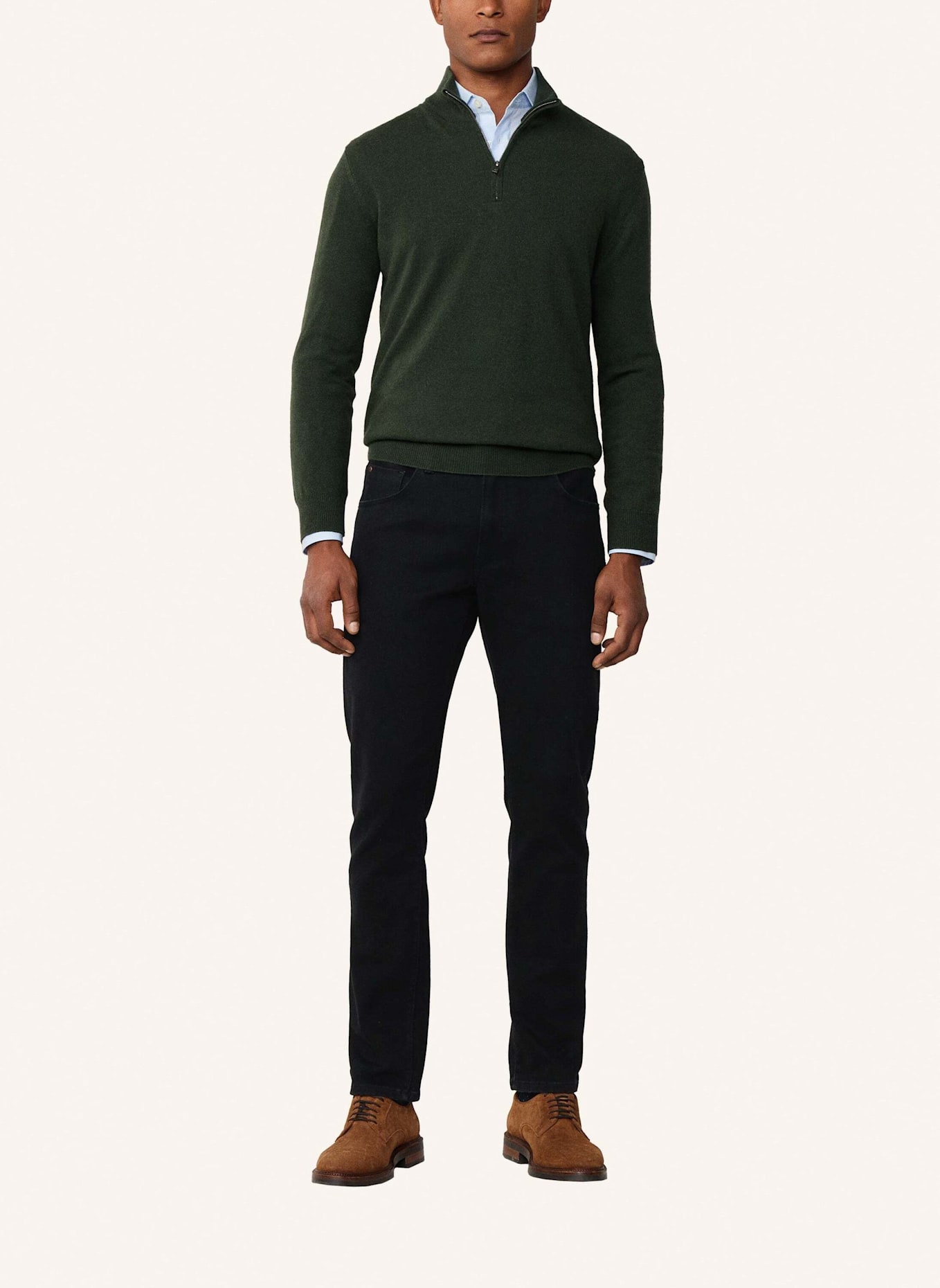 HACKETT LONDON Pullover MERINO CASH MIX HZIP: GRÜN