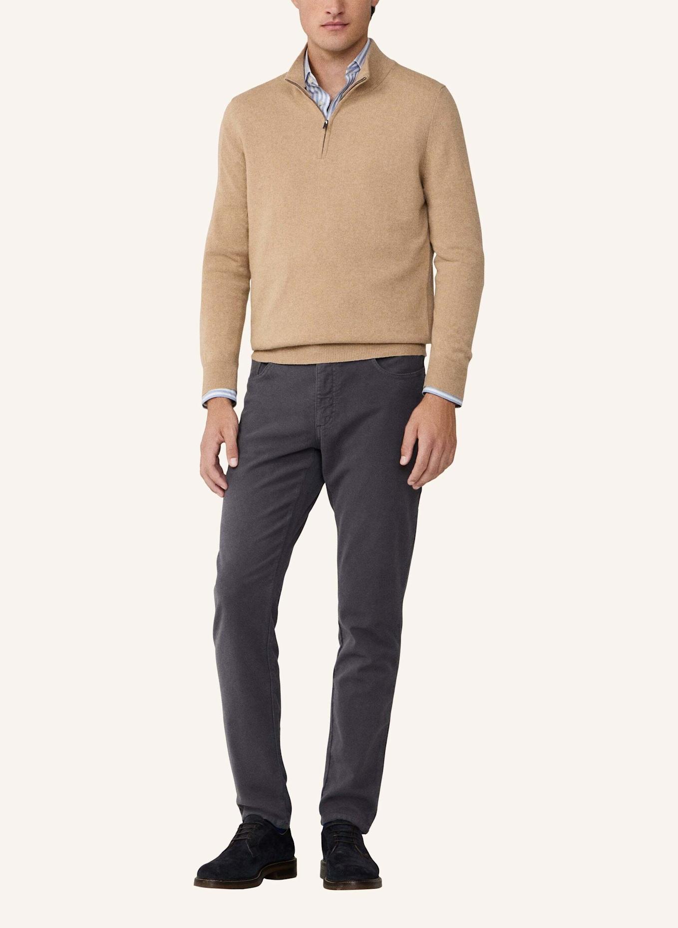 HACKETT LONDON Pullover MERINO CASH MIX HZIP: BEIGE