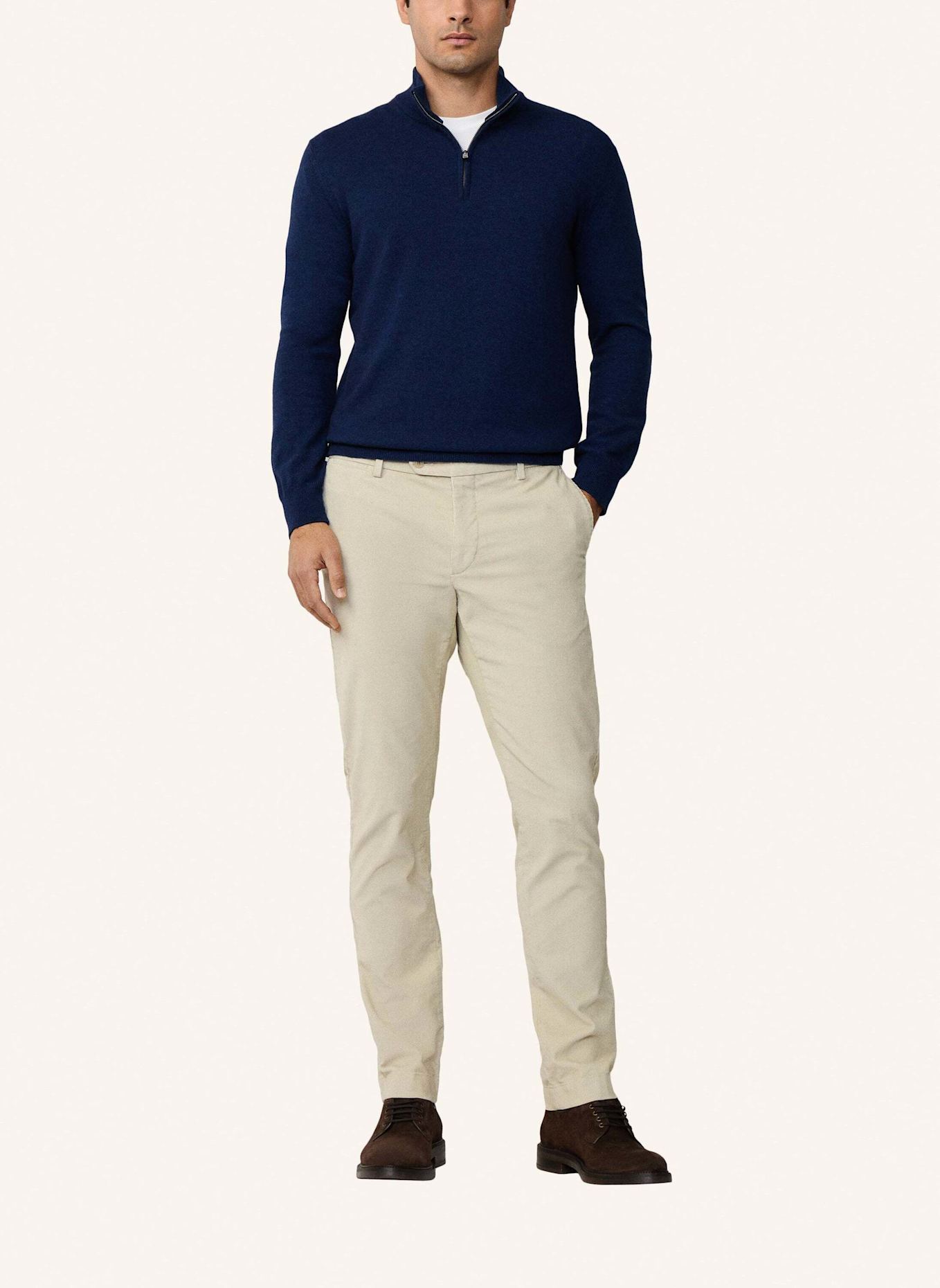 HACKETT LONDON Pullover MERINO CASH MIX HZIP: DUNKELBLAU