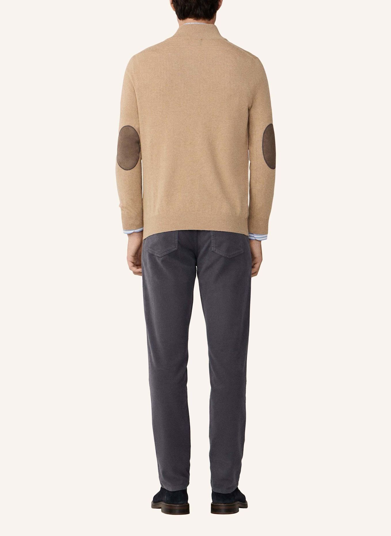 HACKETT LONDON Pullover MERINO CASH MIX HZIP: BEIGE