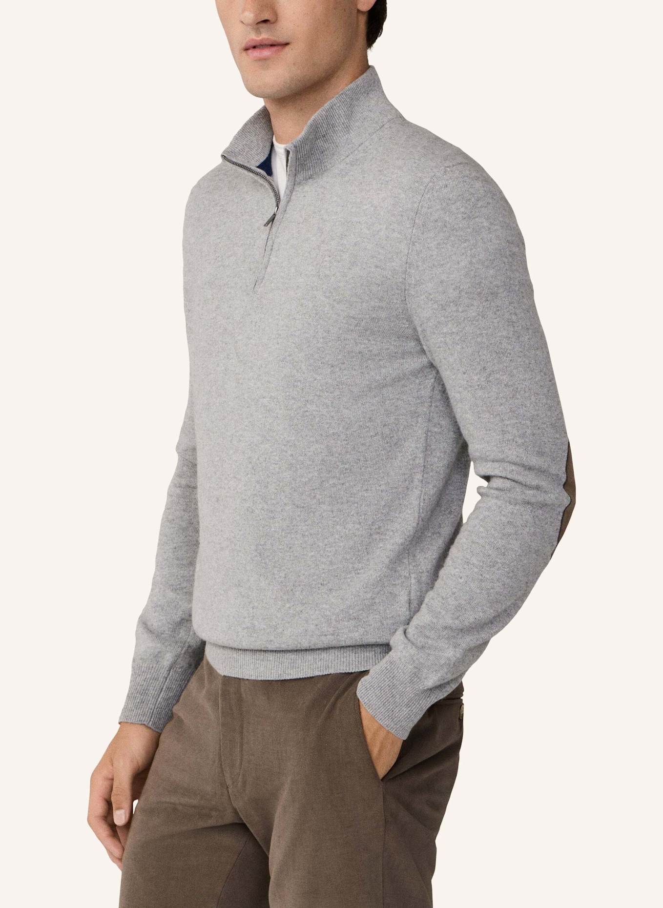 HACKETT LONDON Pullover MERINO CASH MIX HZIP: GRAU