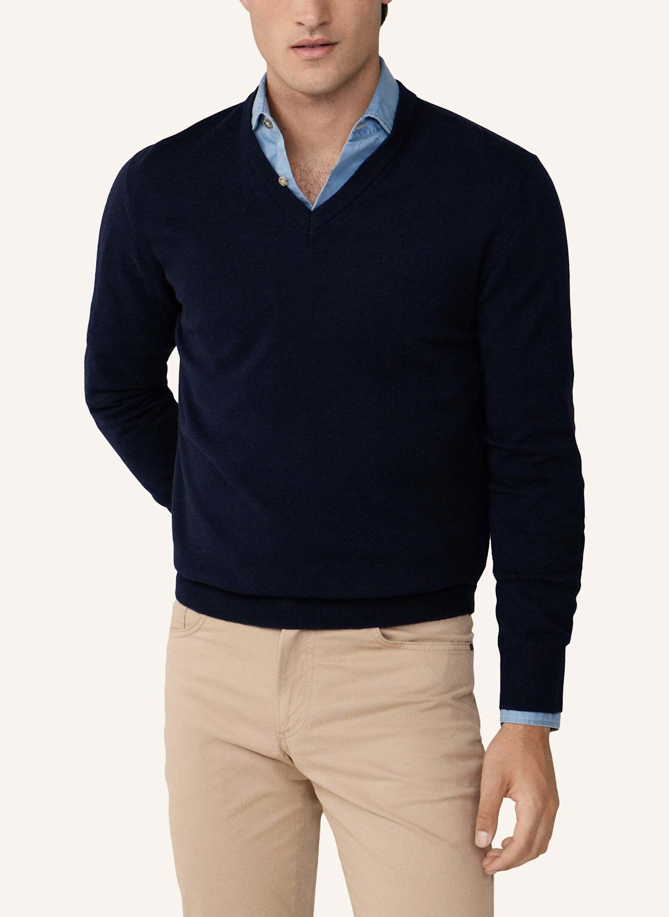 HACKETT LONDON Pullover MERINO CASH MIX V: BLAU