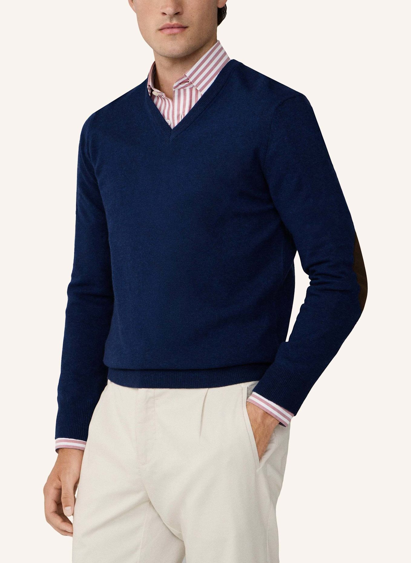 HACKETT LONDON Pullover MERINO CASH MIX V: DUNKELBLAU