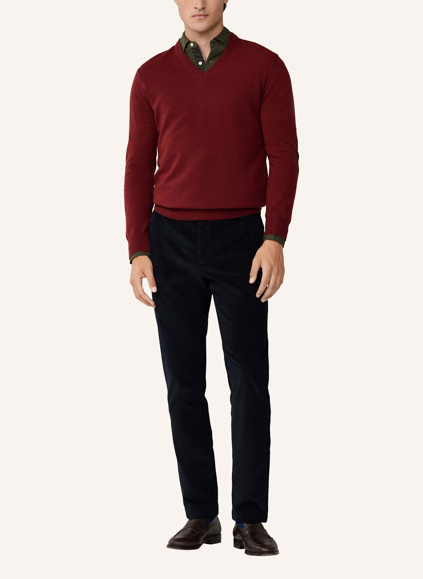 HACKETT LONDON Pullover MERINO CASH MIX V: DUNKELROT