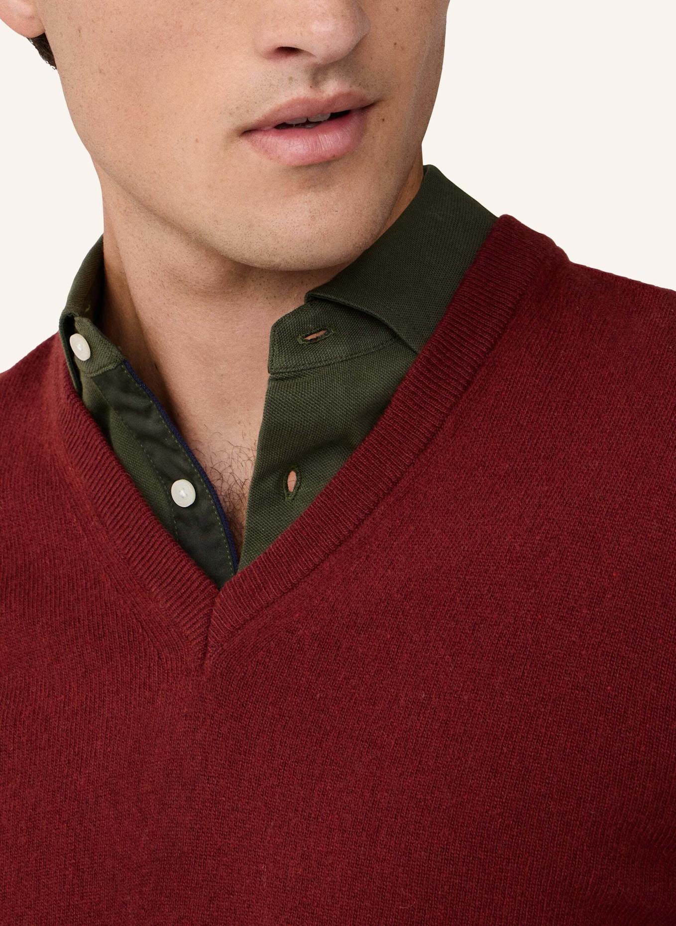 HACKETT LONDON Pullover MERINO CASH MIX V: DUNKELROT