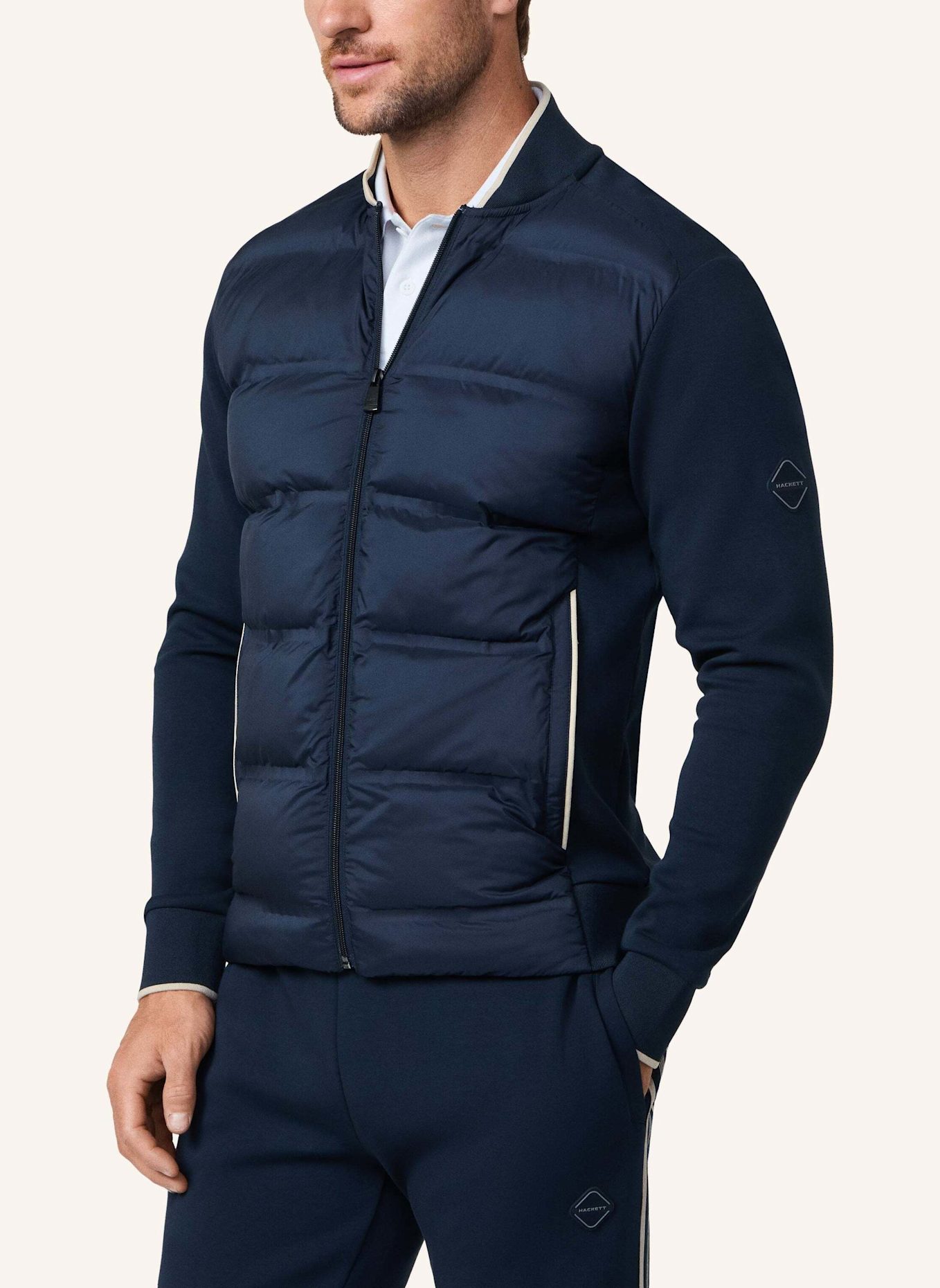 HACKETT LONDON Hoodiejacke HS QUILT BOMBER FZ: DUNKELBLAU