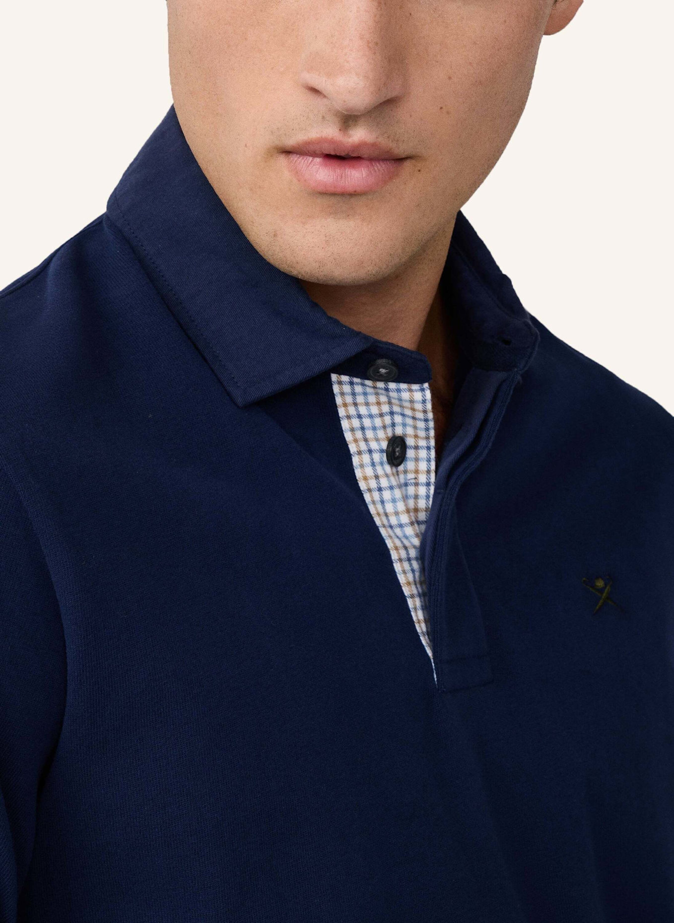 HACKETT LONDON Poloshirt WOVEN PLKT TRIM RUGBY: BLAU