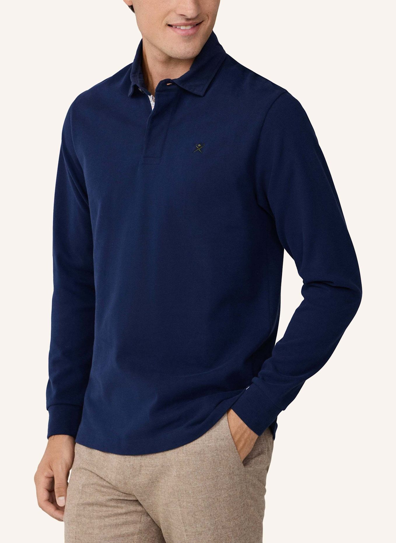 HACKETT LONDON Poloshirt WOVEN PLKT TRIM RUGBY: BLAU