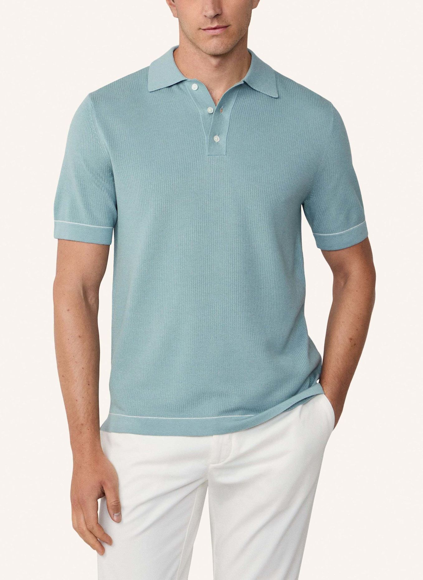 HACKETT LONDON Poloshirt TEXTURED KNIT POLO: BLAU