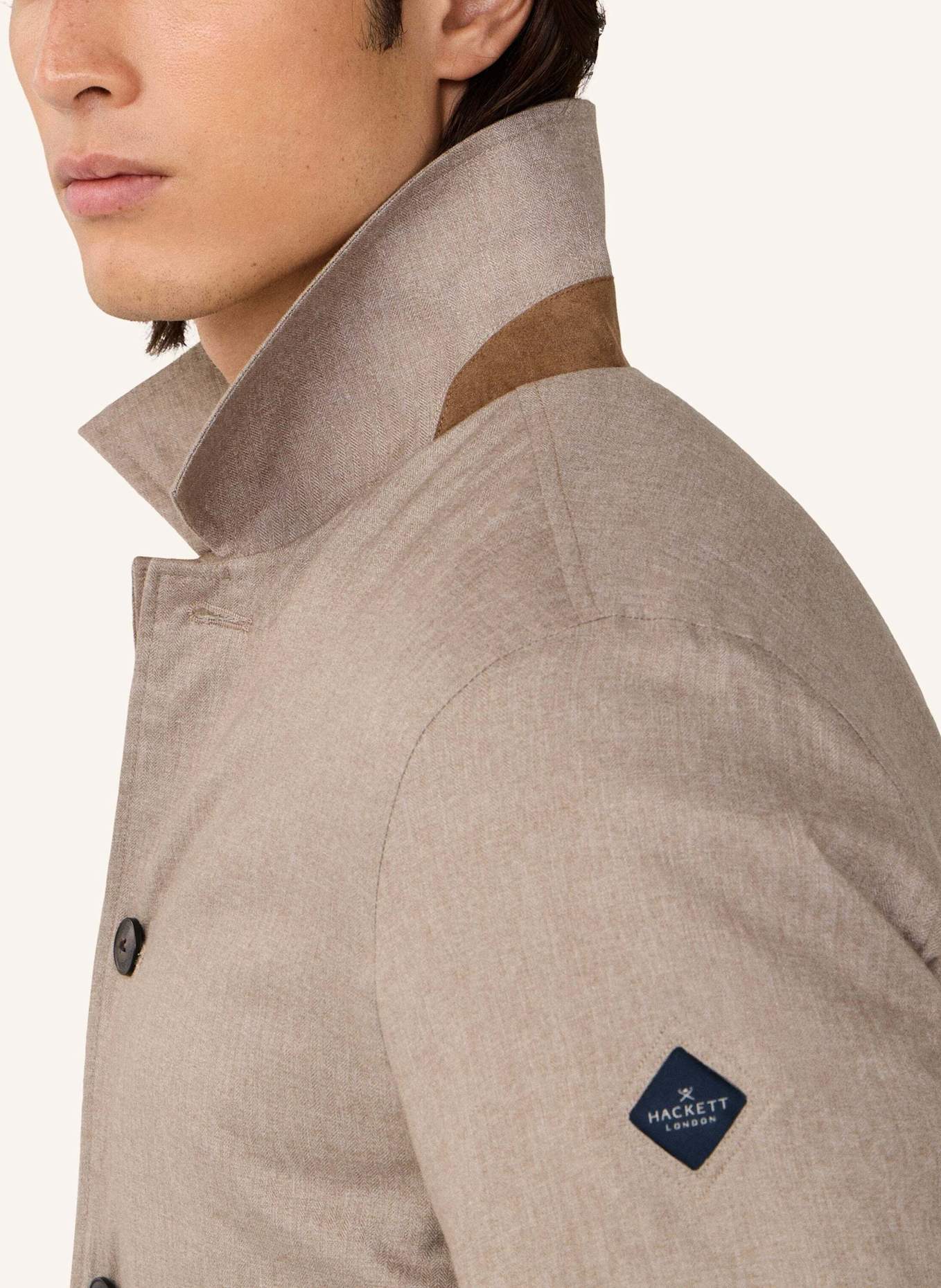 HACKETT LONDON Fieldjacket HERRINGBONE SHACKET: TAUPE/ HELLBRAUN