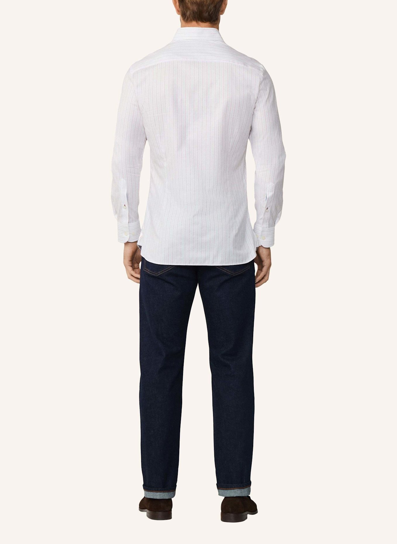 HACKETT LONDON Freizeithemd HBONE SMART STRIPE: DUNKELROT