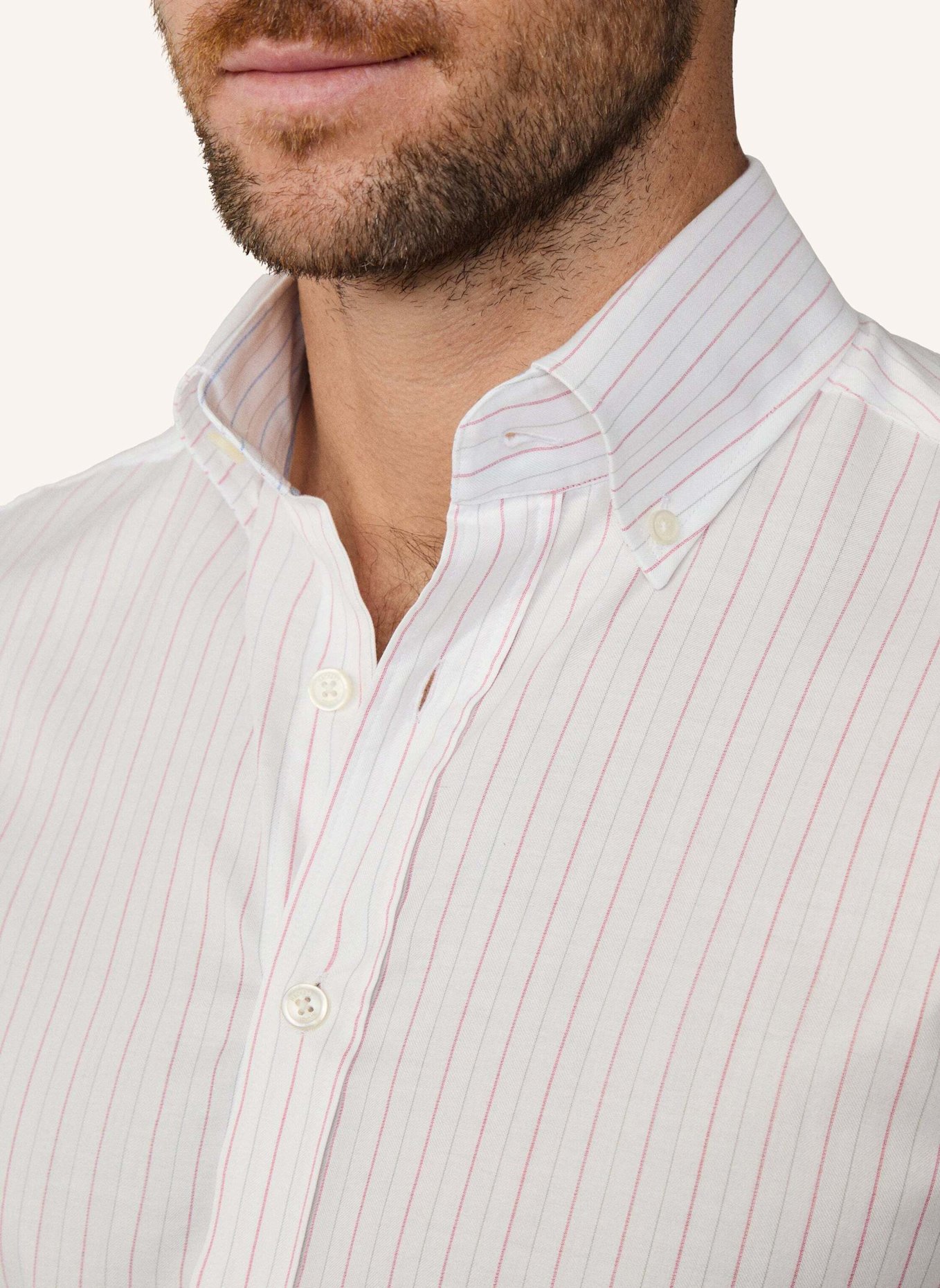 HACKETT LONDON Freizeithemd HBONE SMART STRIPE: DUNKELROT