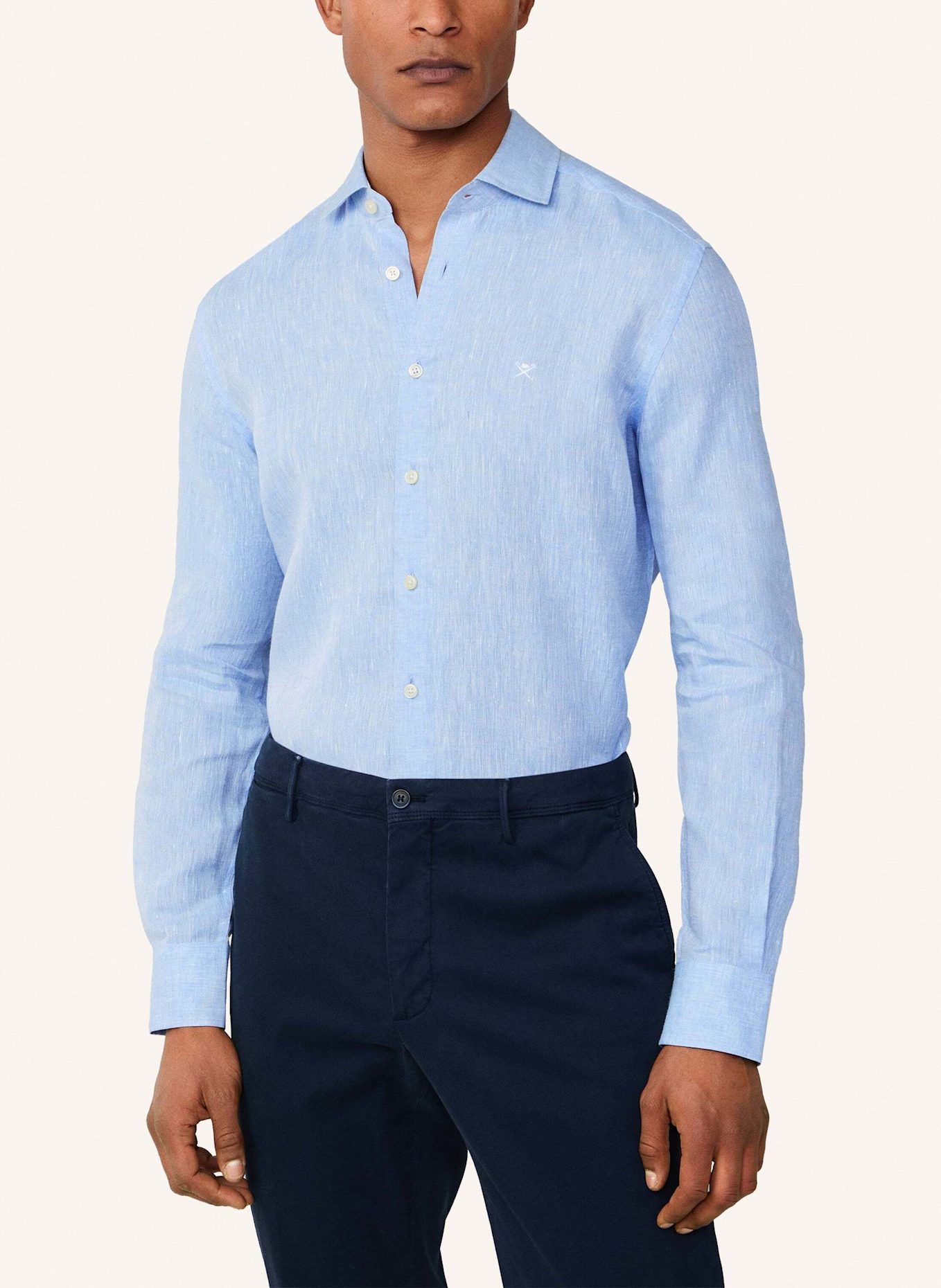 HACKETT LONDON Freizeithemd YARN DYE LINEN: HELLBLAU