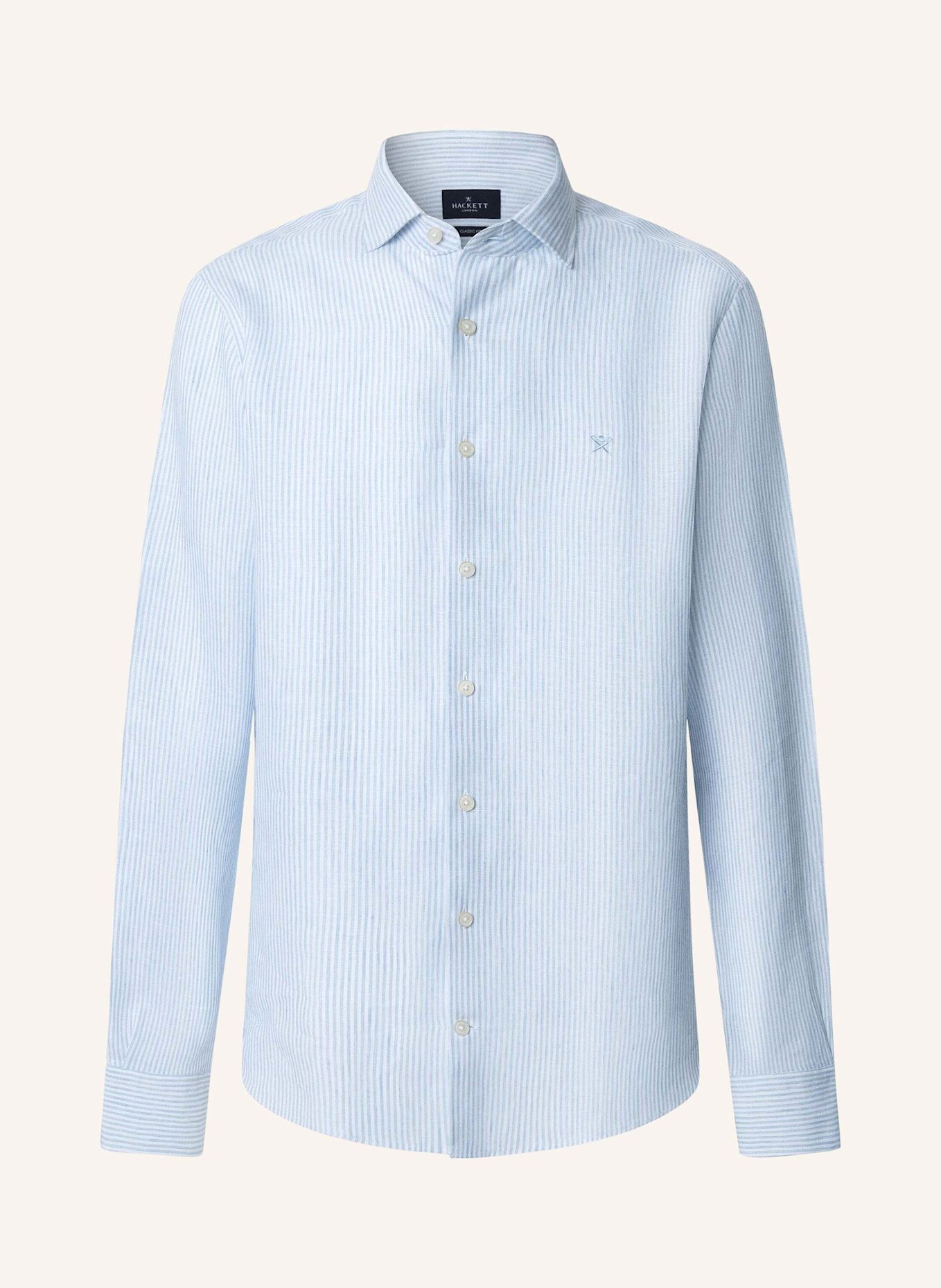 HACKETT LONDON Freizeithemd LINEN STRIPE: HELLBLAU