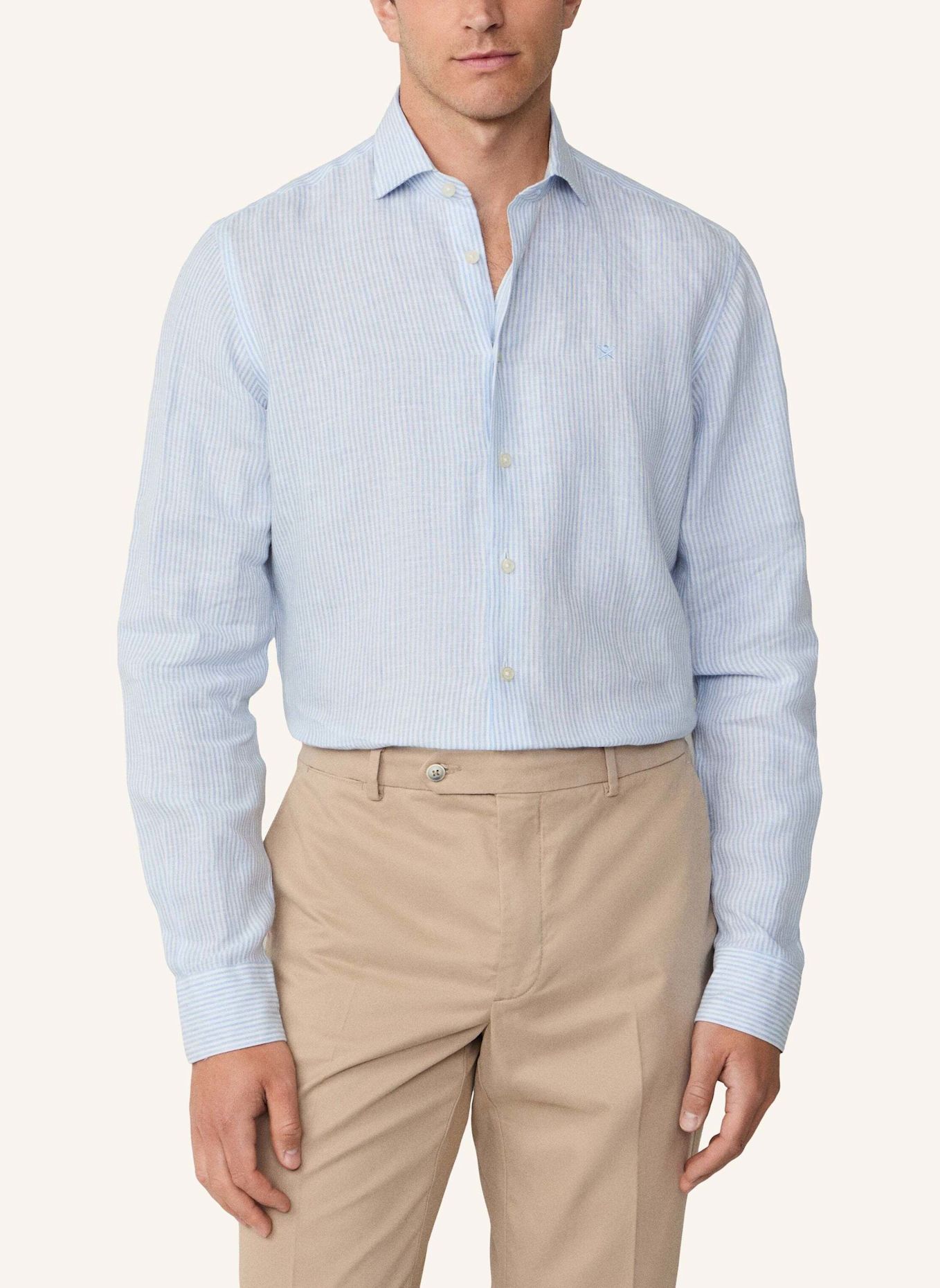 HACKETT LONDON Freizeithemd LINEN STRIPE: HELLBLAU