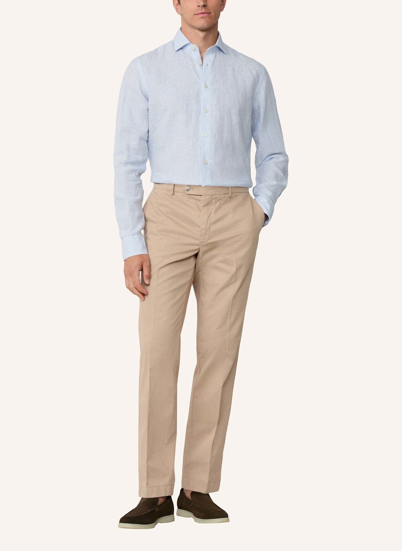 HACKETT LONDON Freizeithemd LINEN STRIPE: HELLBLAU