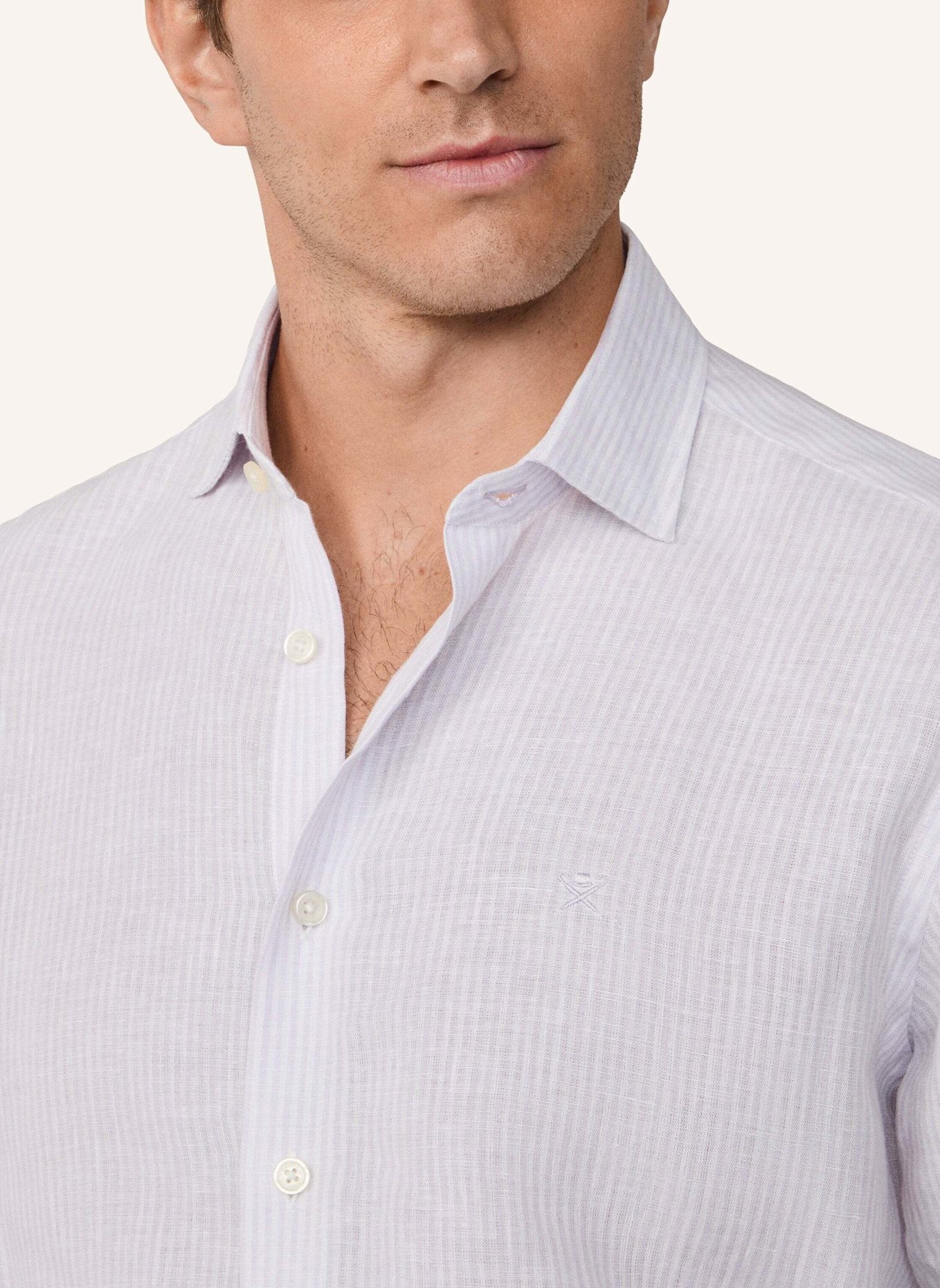 HACKETT LONDON Freizeithemd LINEN STRIPE: LILA