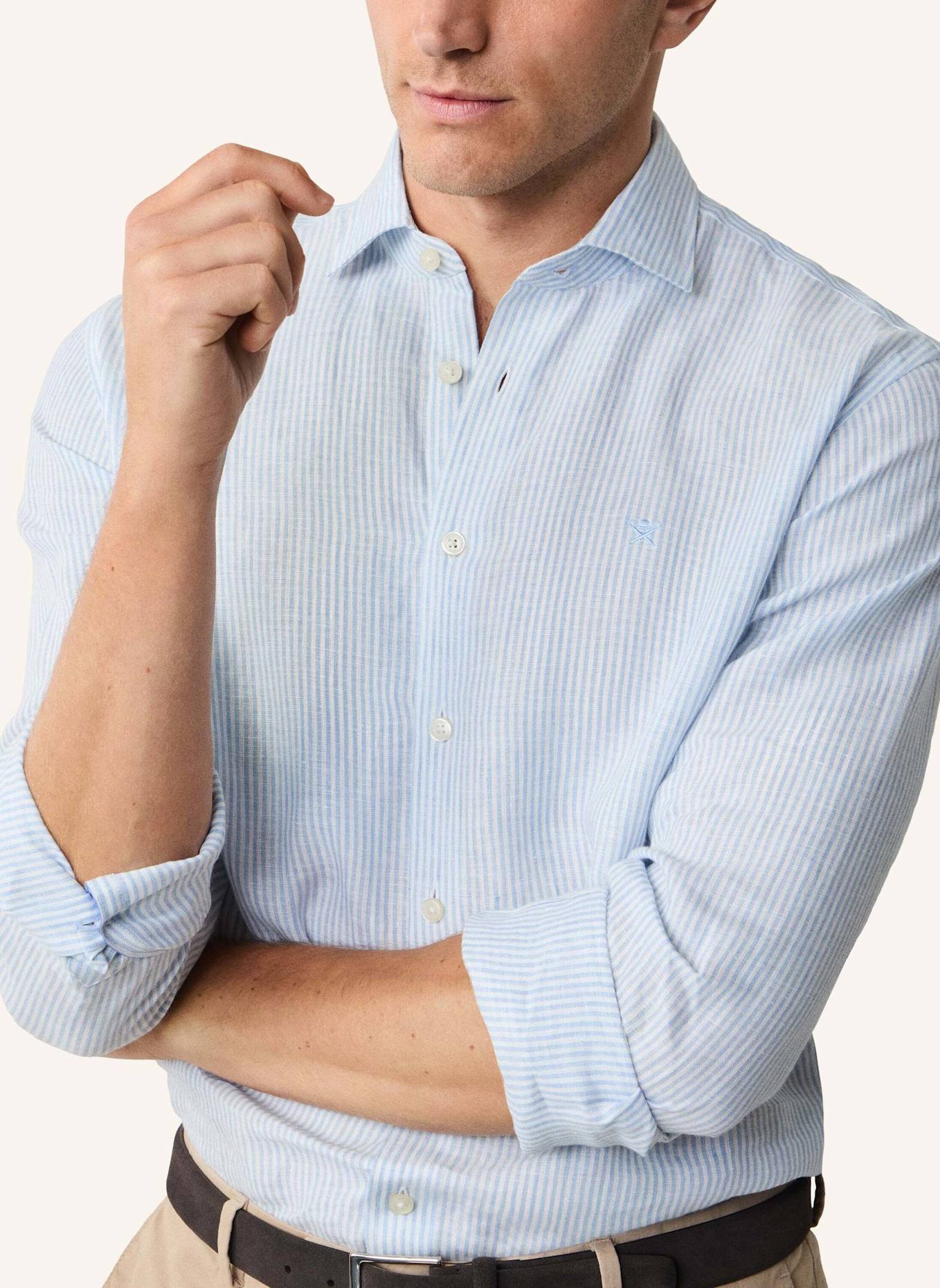 HACKETT LONDON Freizeithemd LINEN STRIPE: HELLBLAU